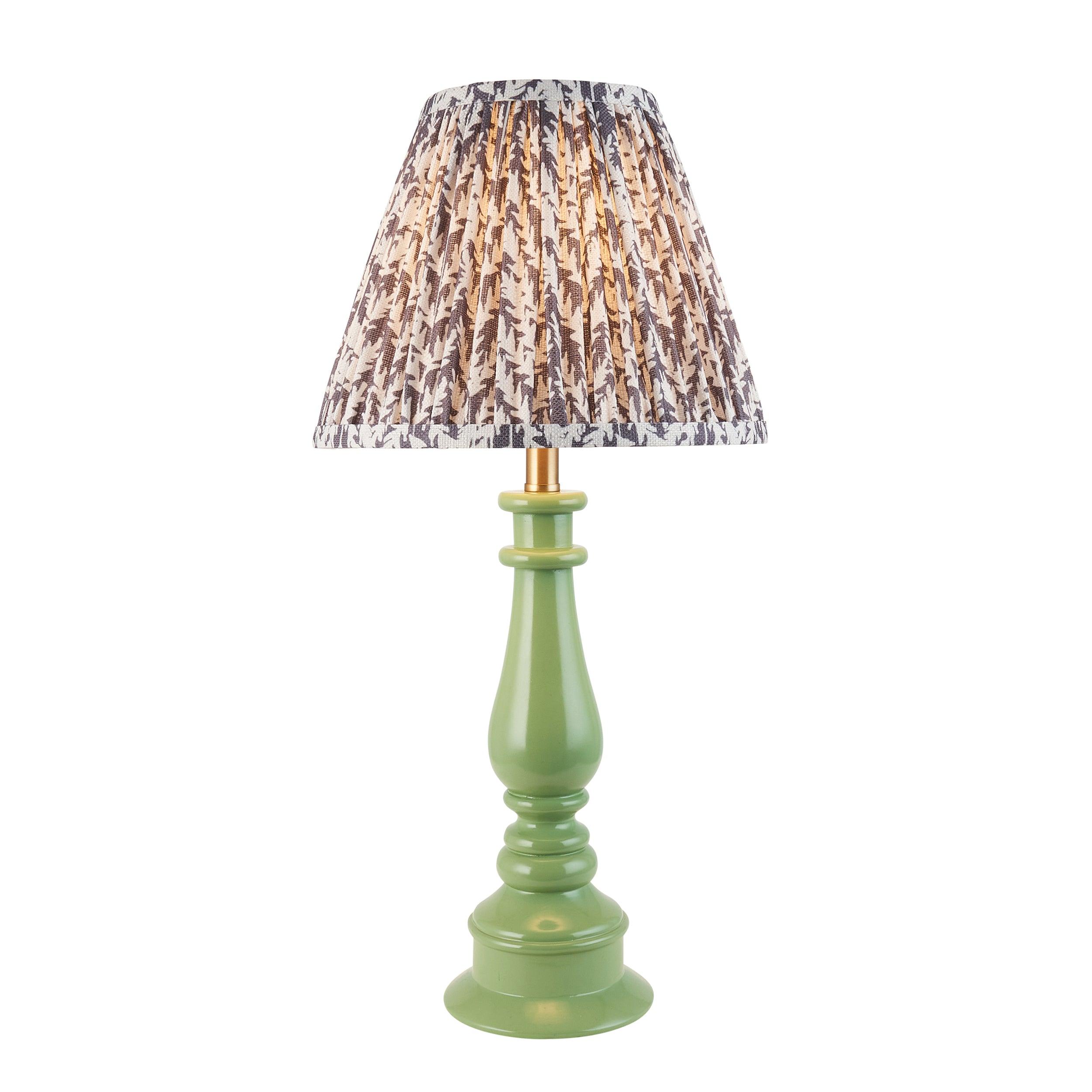 Myrtle Green Table Lamp & Leaf 25cm Pearl Grey Shade