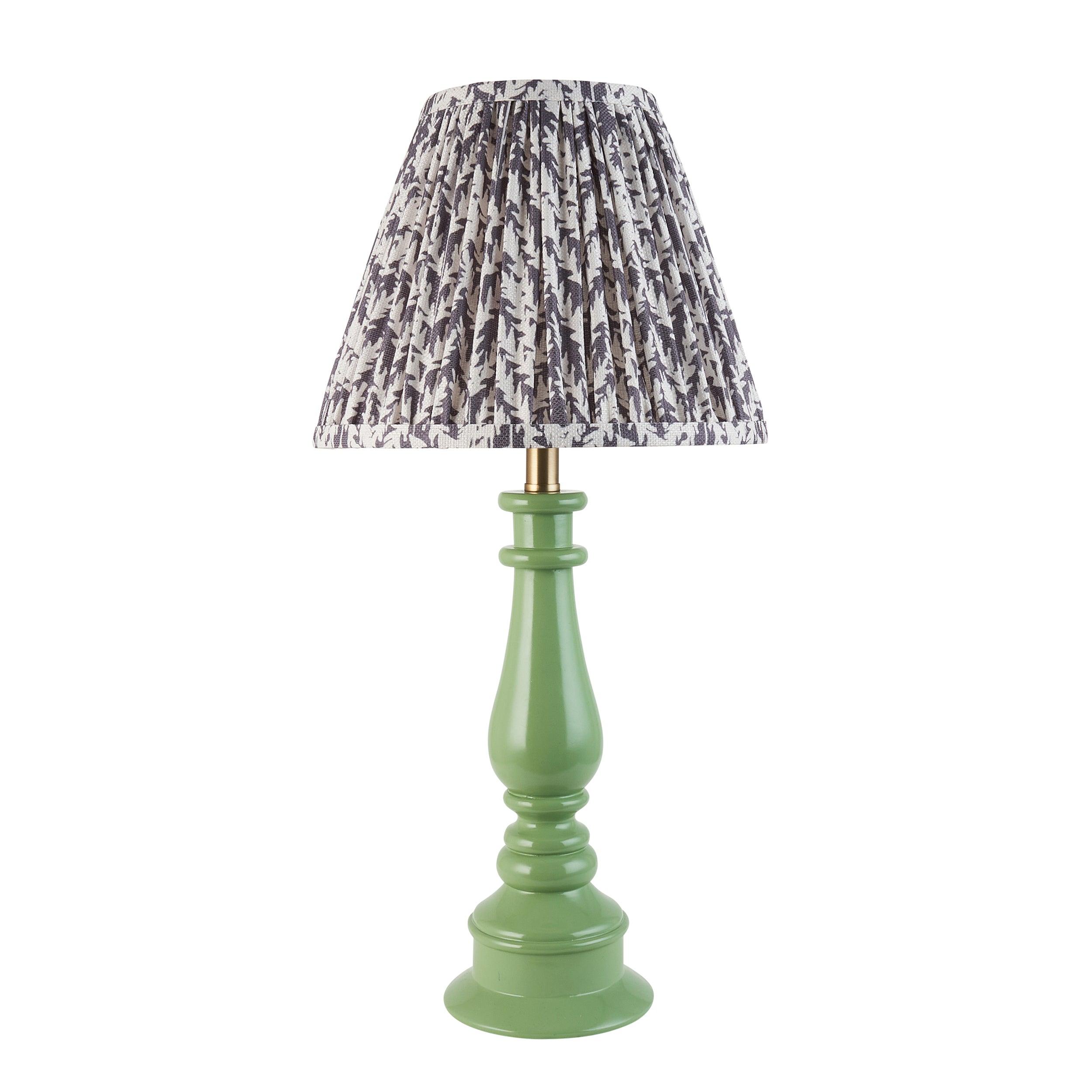 Myrtle Green Table Lamp & Leaf 25cm Pearl Grey Shade