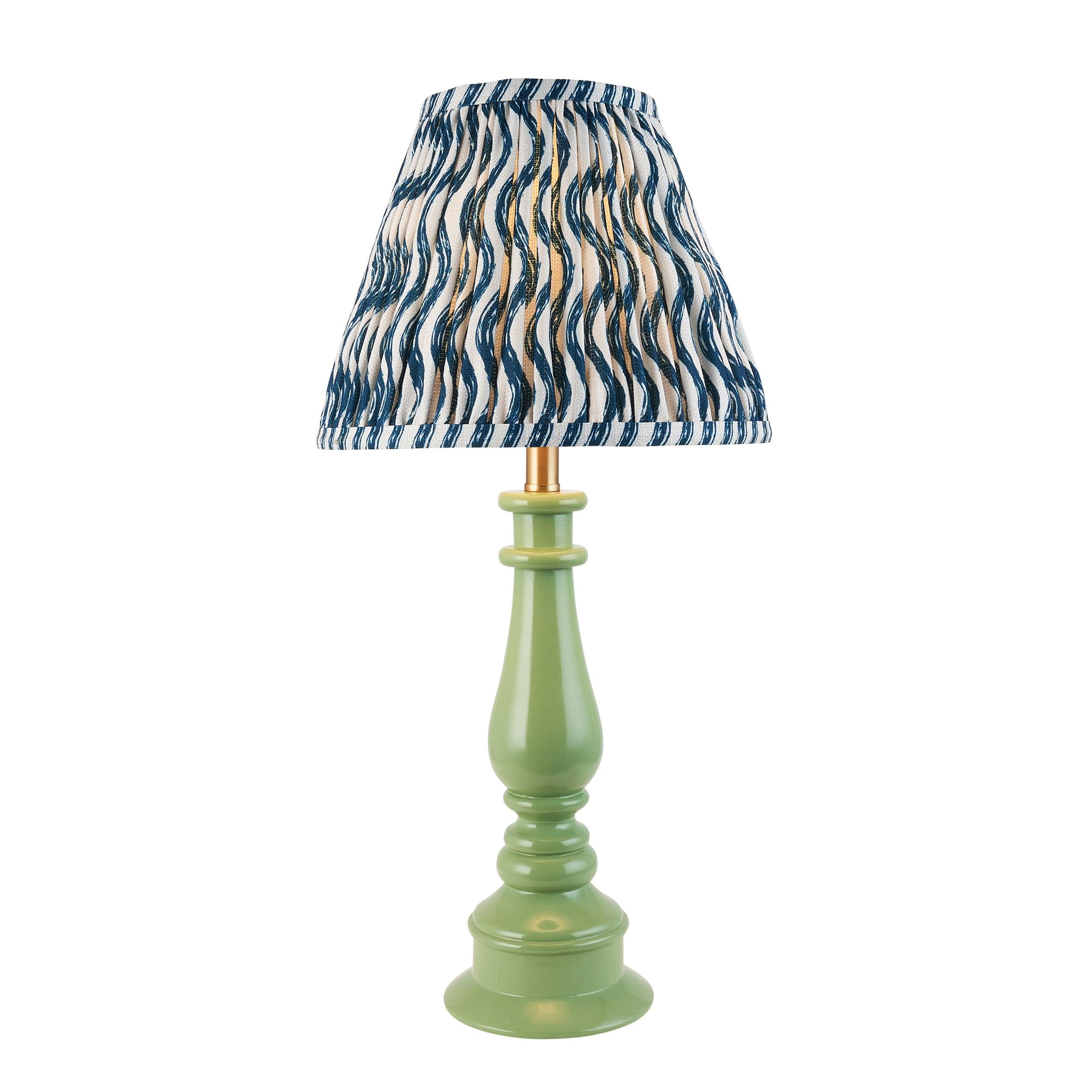 Myrtle Green Table Lamp & Ripple 25cm Marlin Blue Shade