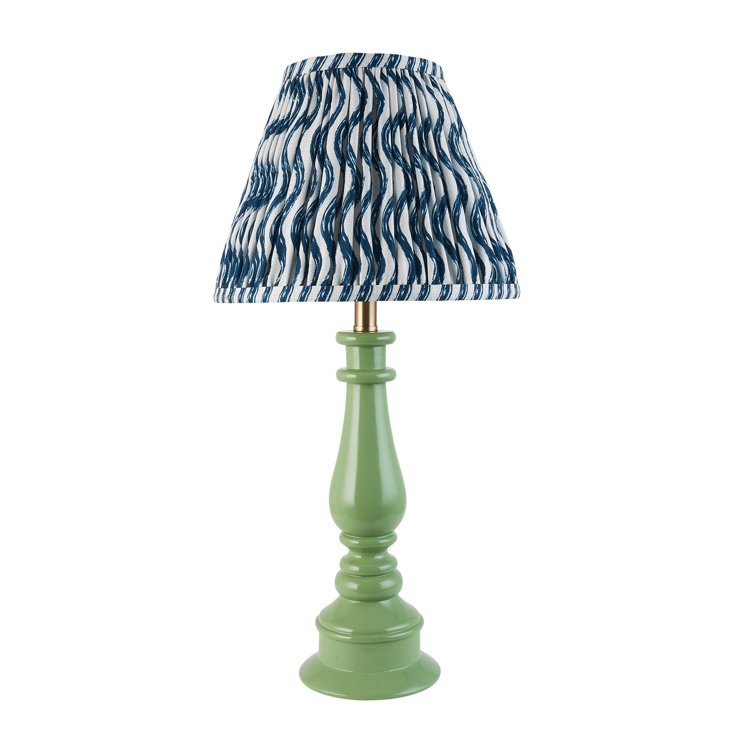 Myrtle Green Table Lamp & Ripple 25cm Marlin Blue Shade