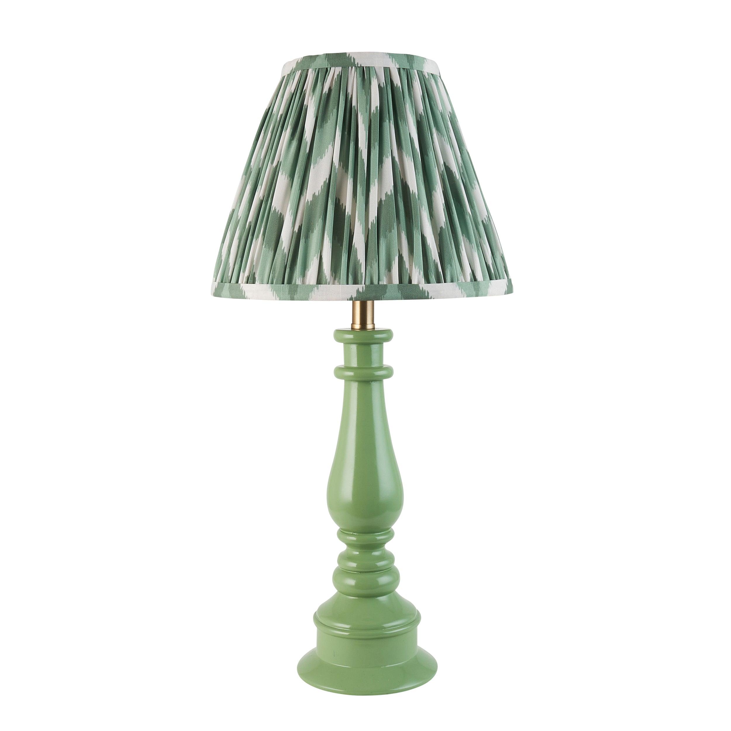 Myrtle Green Table Lamp & Zigzag 25cm Cotswold Green Shade
