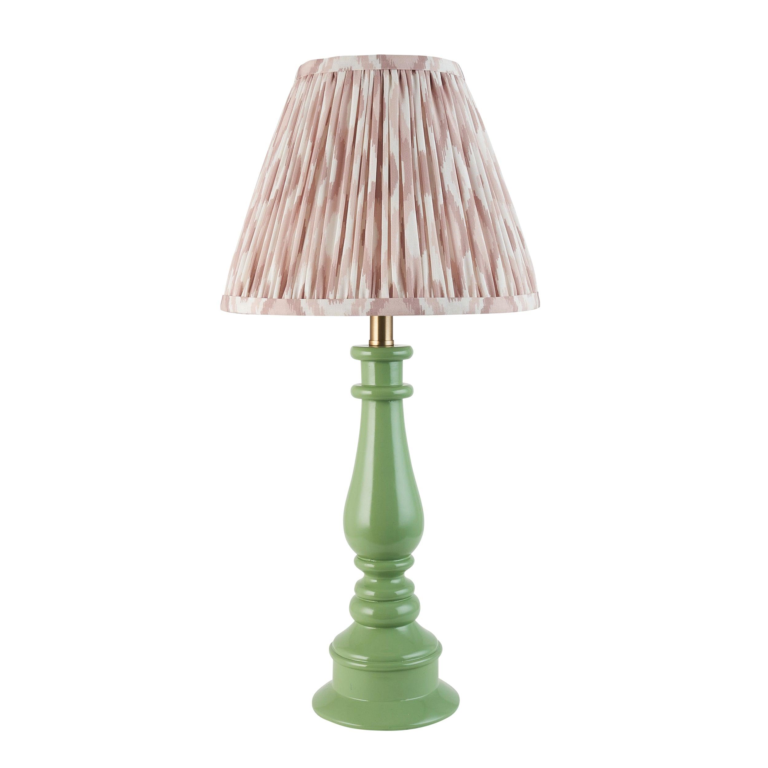 Myrtle Green Table Lamp & Ikat 25cm Neutral Shade