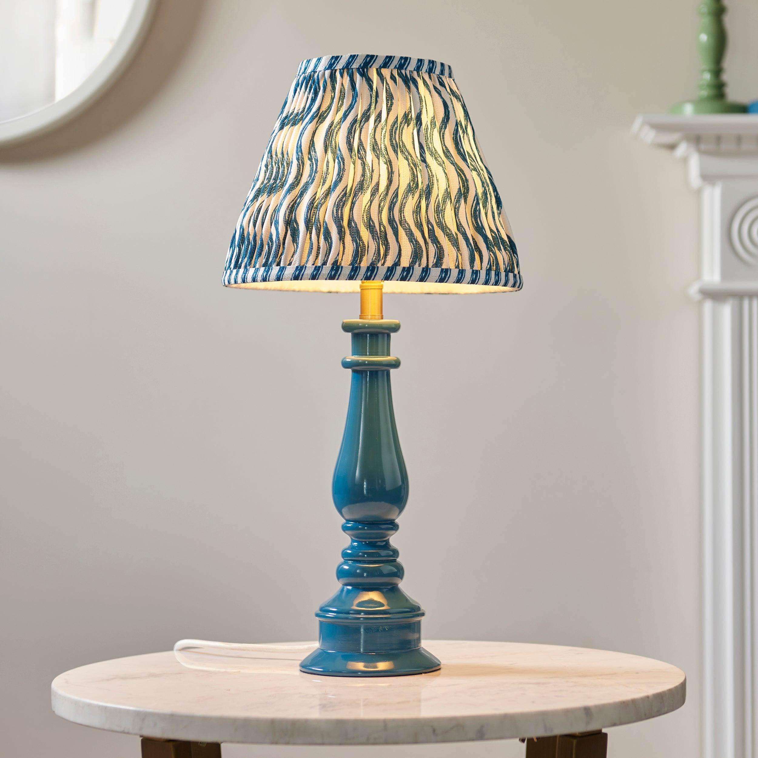 Myrtle Blue Table Lamp & Ripple 25cm Marlin Blue Shade