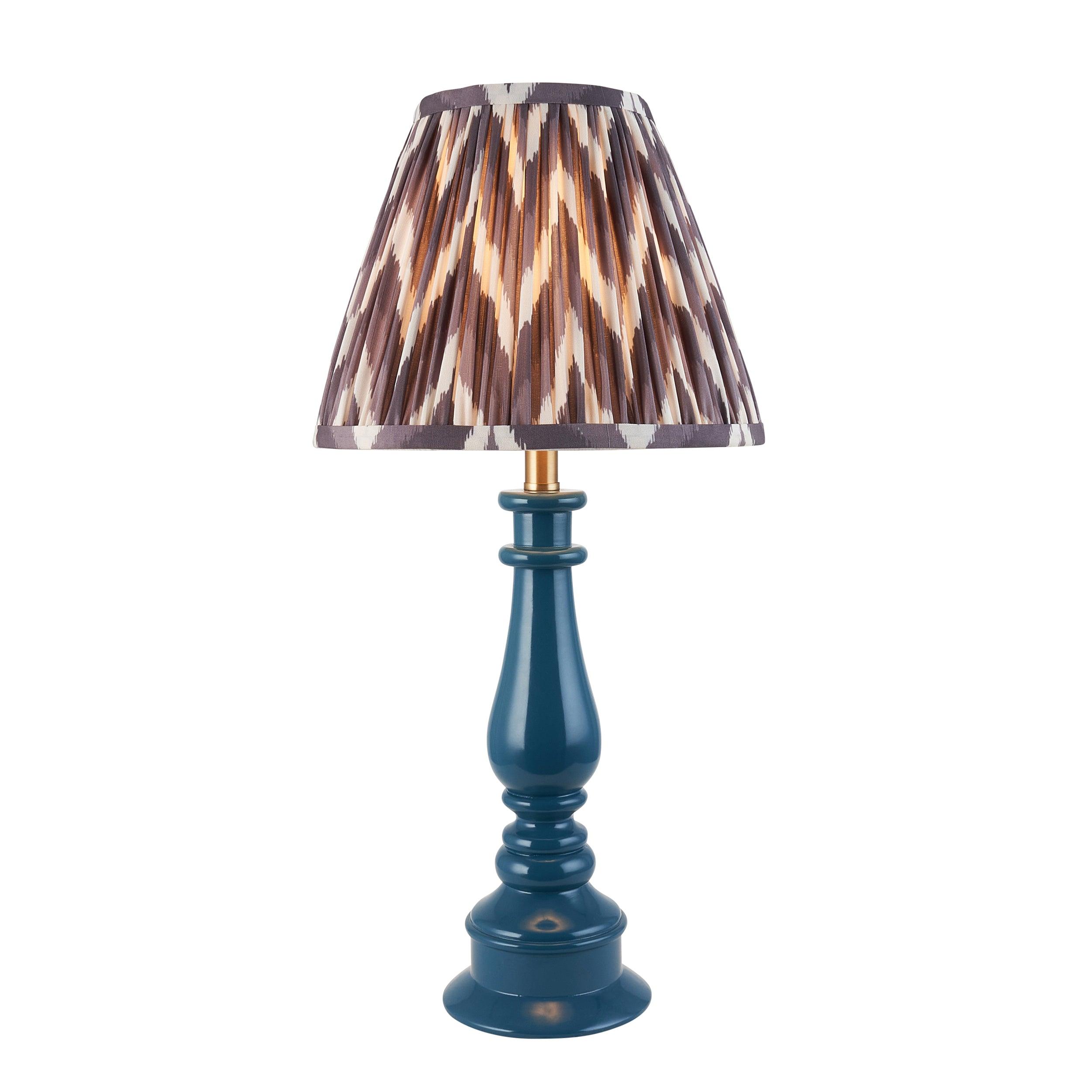 Myrtle Blue Table Lamp & Zigzag 25cm Pearl Grey Shade