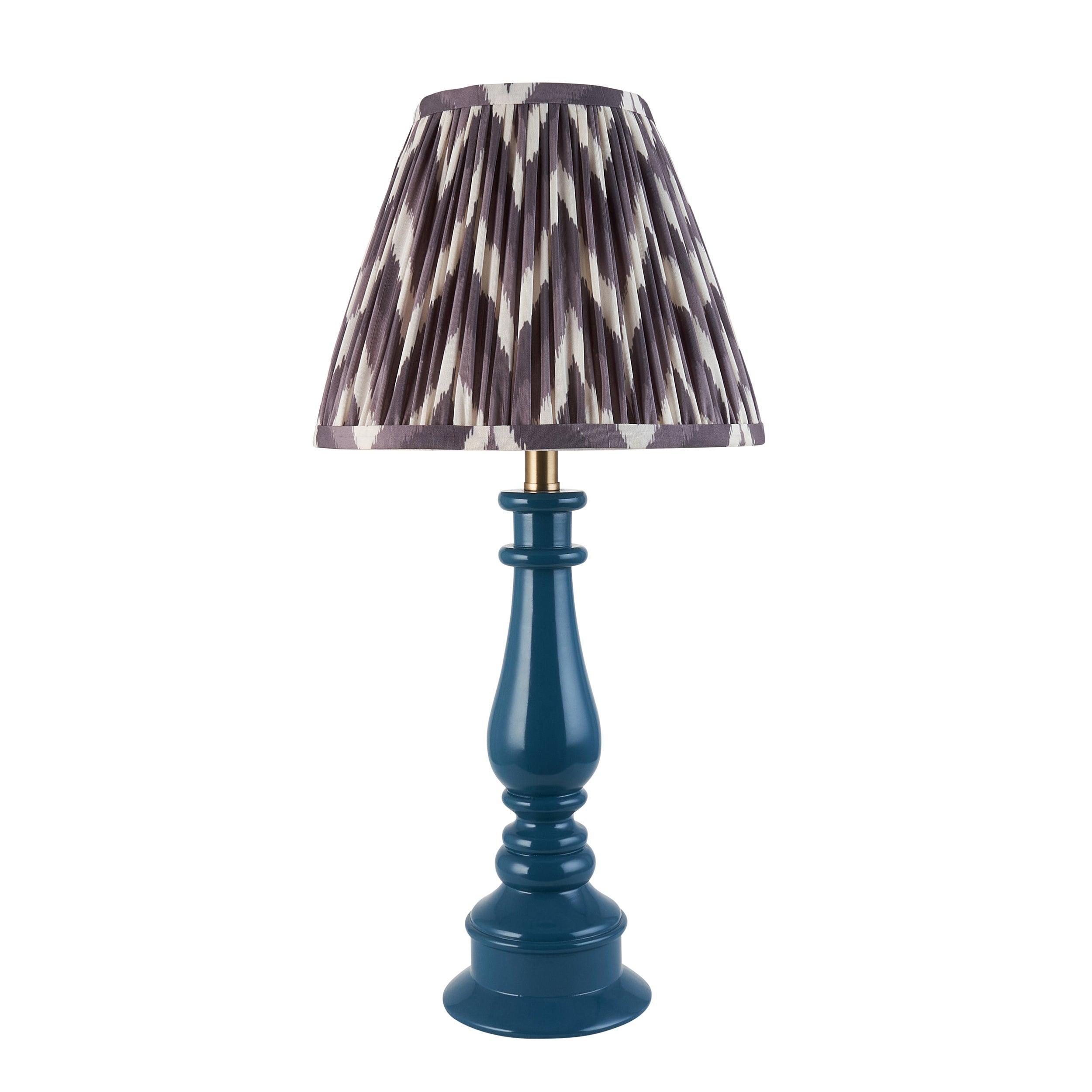 Myrtle Blue Table Lamp & Zigzag 25cm Pearl Grey Shade