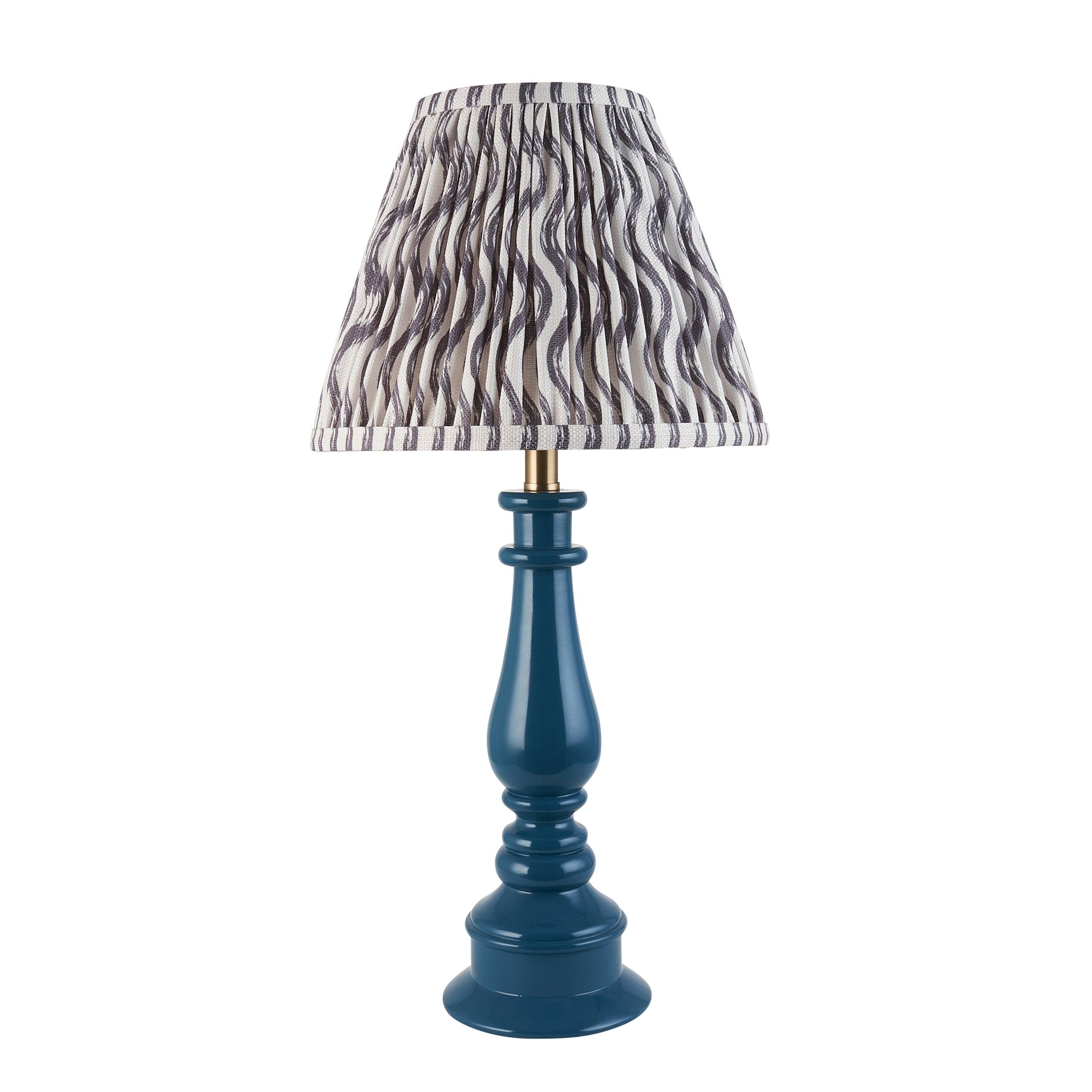 Myrtle Blue Table Lamp & Ripple 25cm Pearl Grey Shade