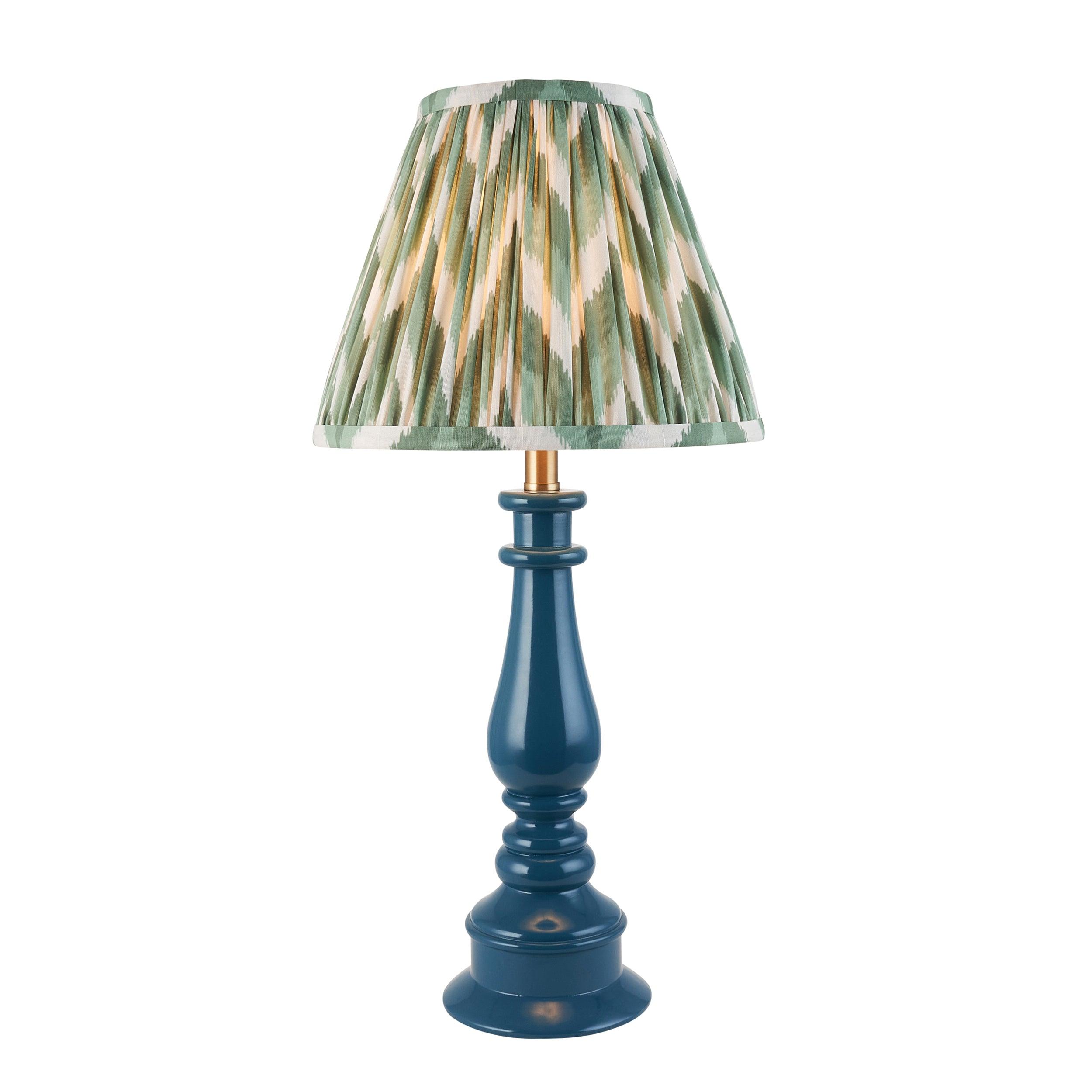 Myrtle Blue Table Lamp & Zigzag 25cm Cotswold Green Shade