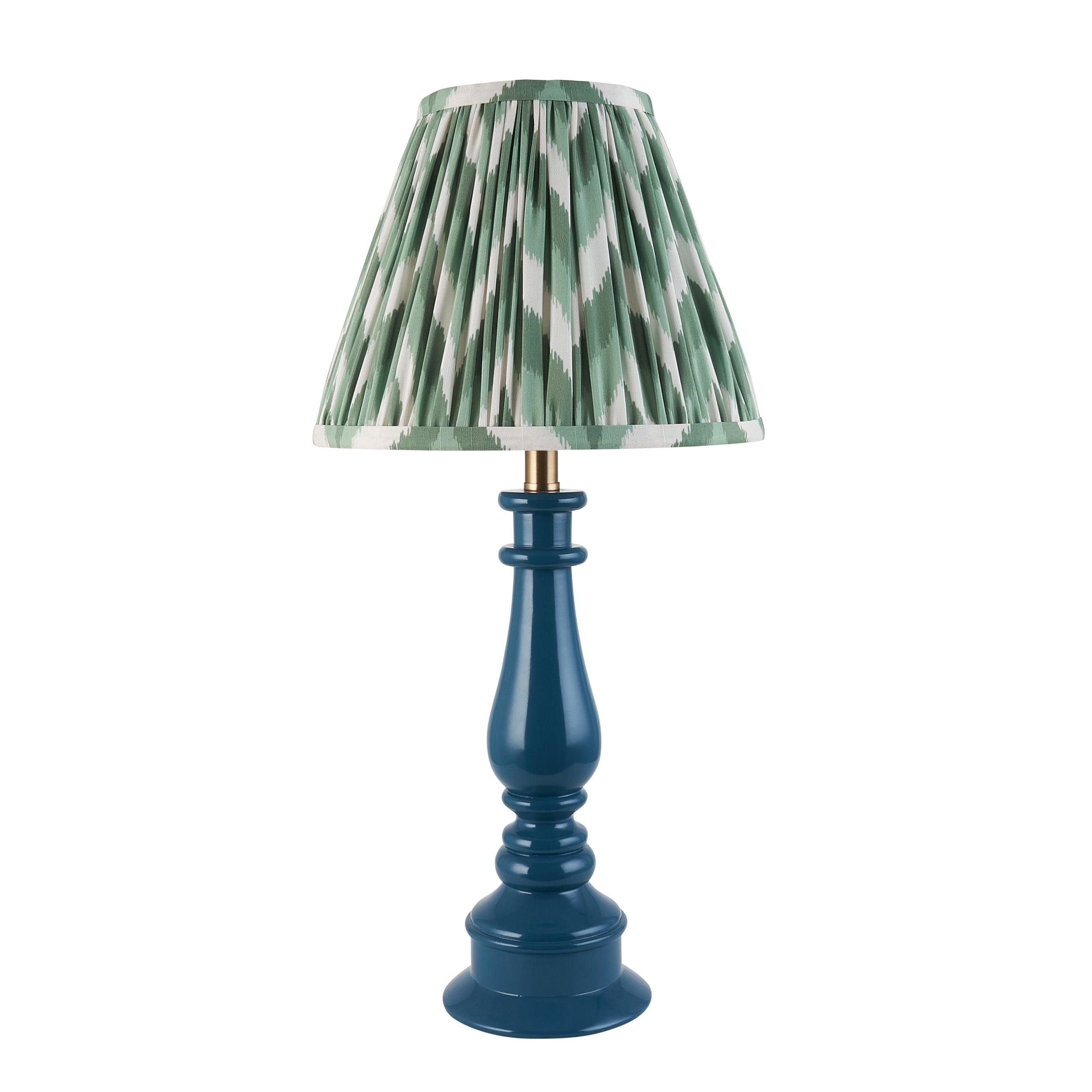 Myrtle Blue Table Lamp & Zigzag 25cm Cotswold Green Shade