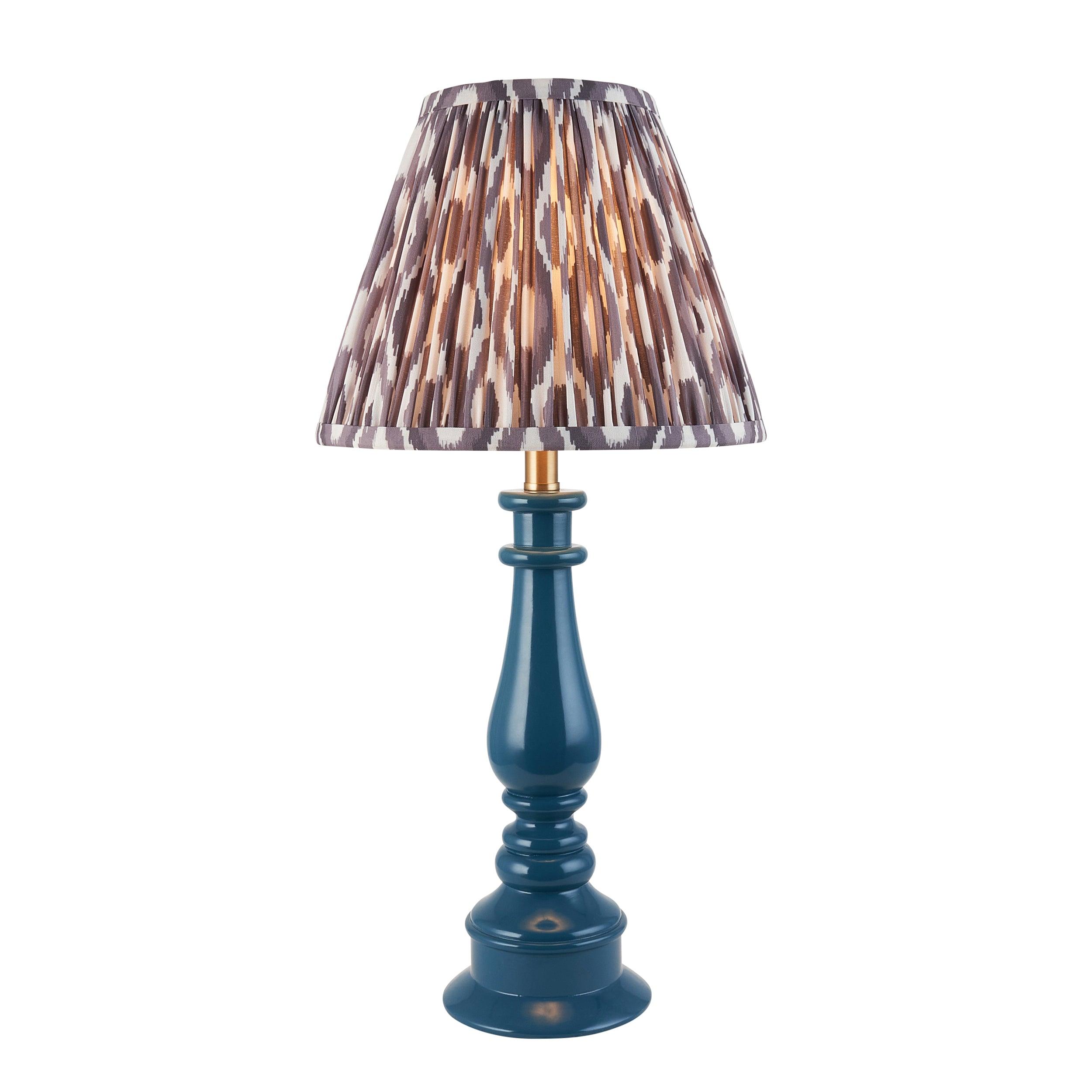 Myrtle Blue Table Lamp & Ikat 25cm Pearl Grey Shade