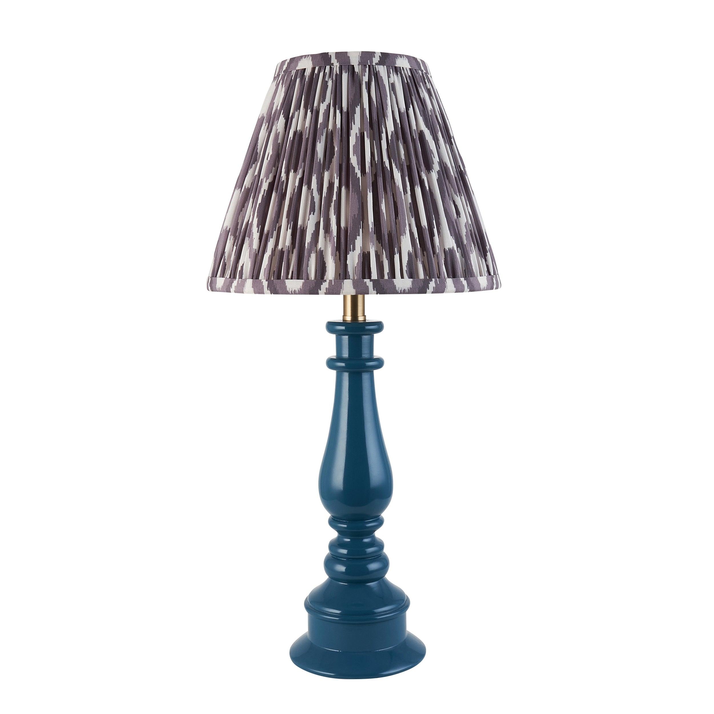 Myrtle Blue Table Lamp & Ikat 25cm Pearl Grey Shade