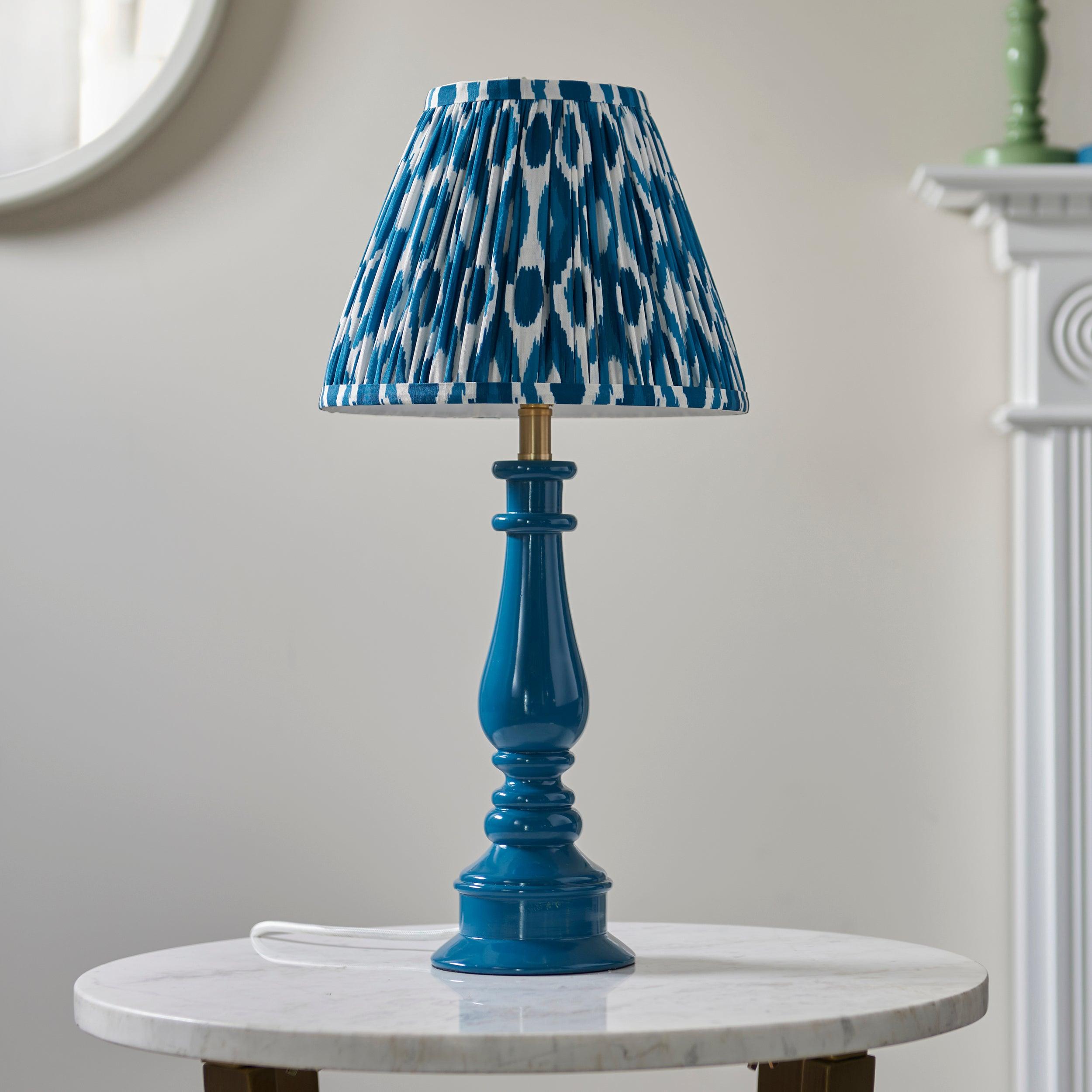 Myrtle Blue Table Lamp & Ikat 25cm Marlin Blue Shade
