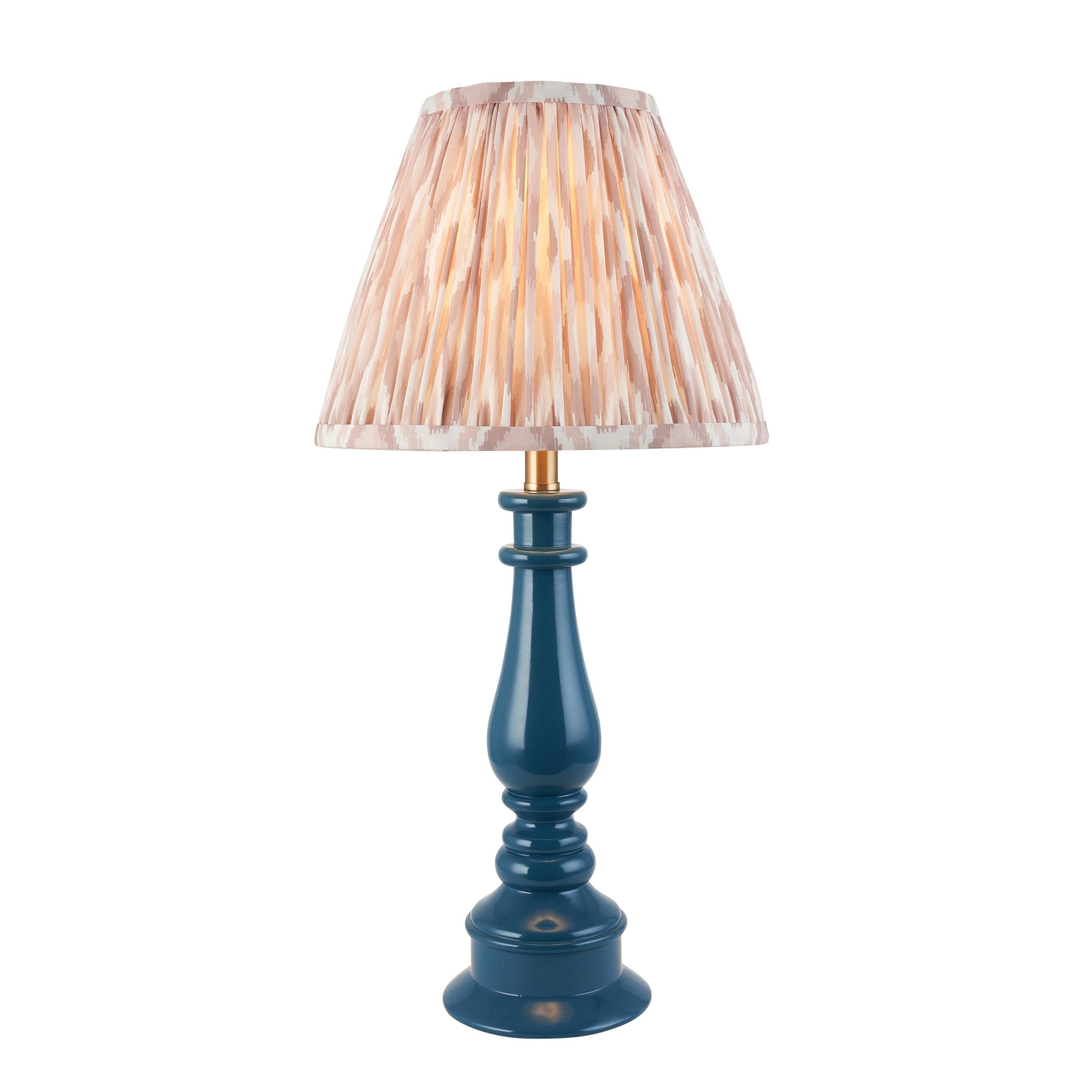 Myrtle Blue Table Lamp & Ikat 25cm Neutral Shade