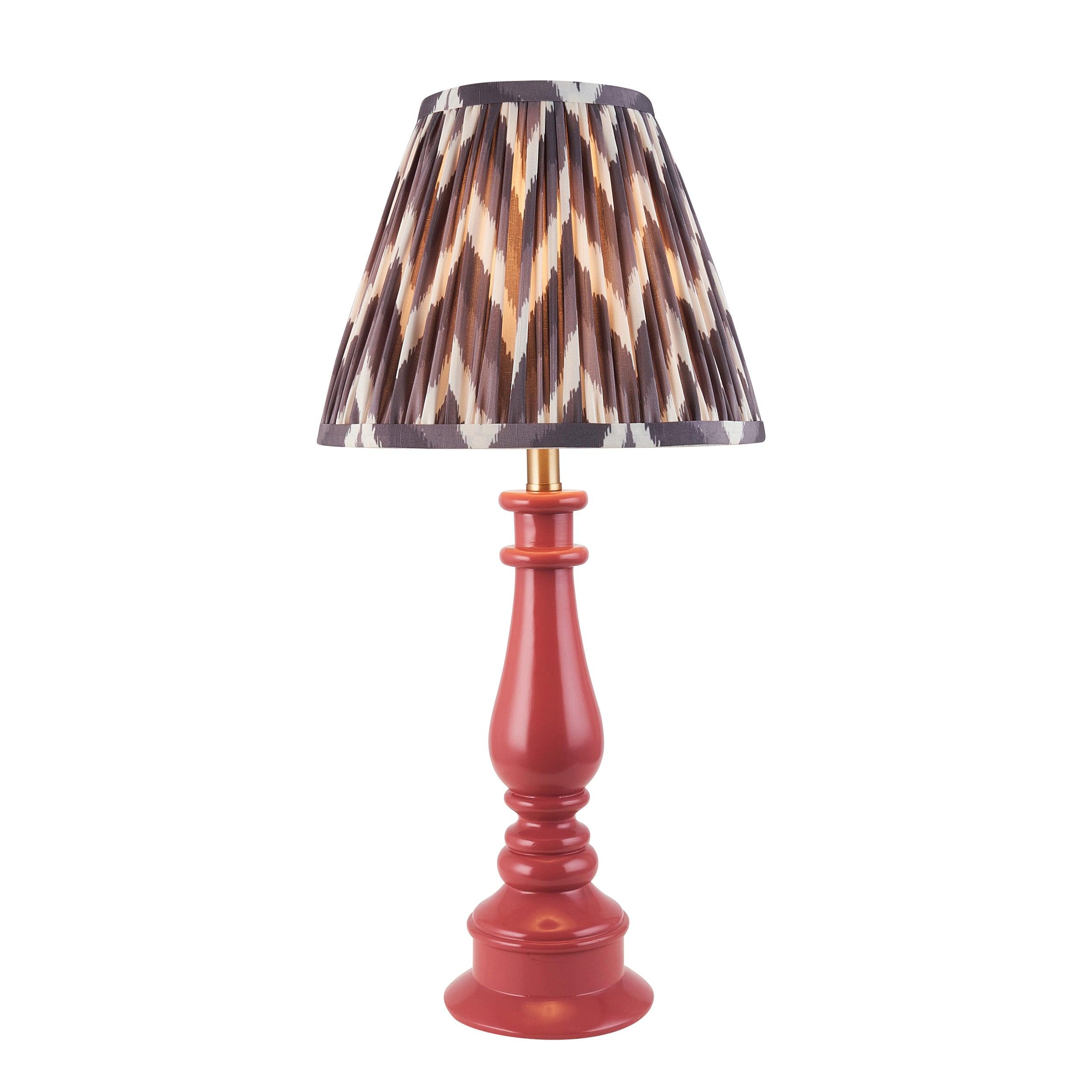 Myrtle Pink Table Lamp & Zigzag 25cm Pearl Grey Shade