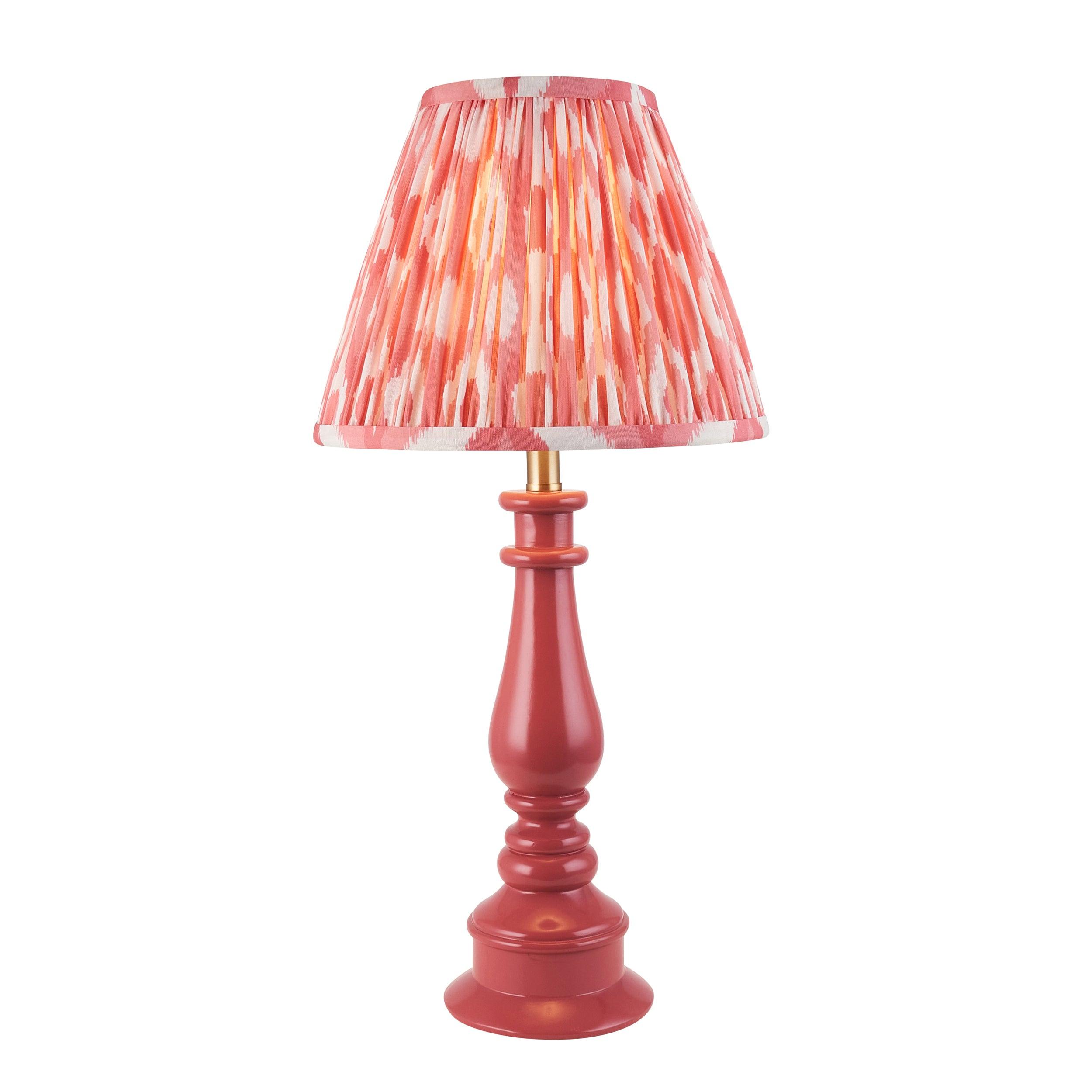 Myrtle Pink Table Lamp & Ikat 25cm Coral Pink Shade