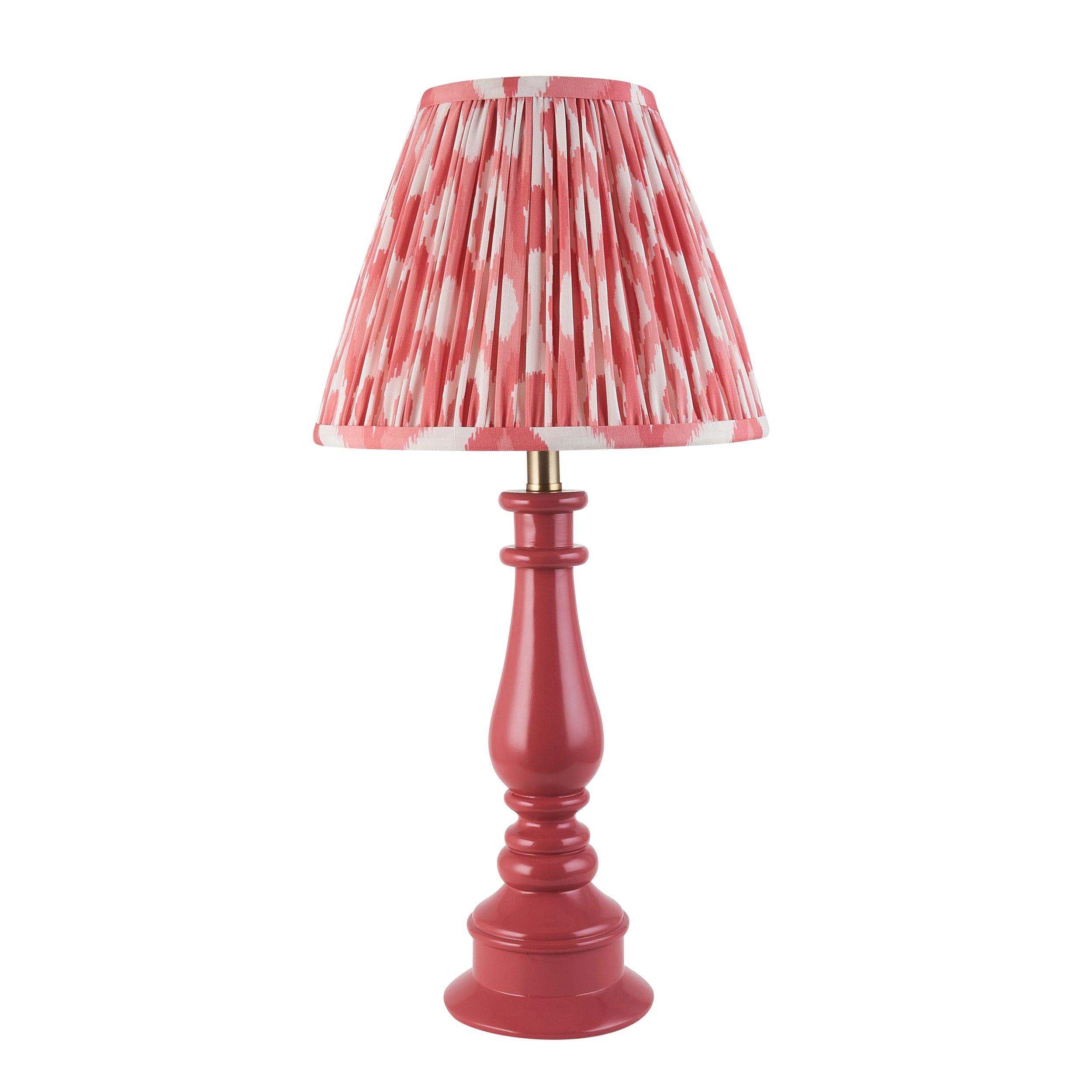 Myrtle Pink Table Lamp & Ikat 25cm Coral Pink Shade