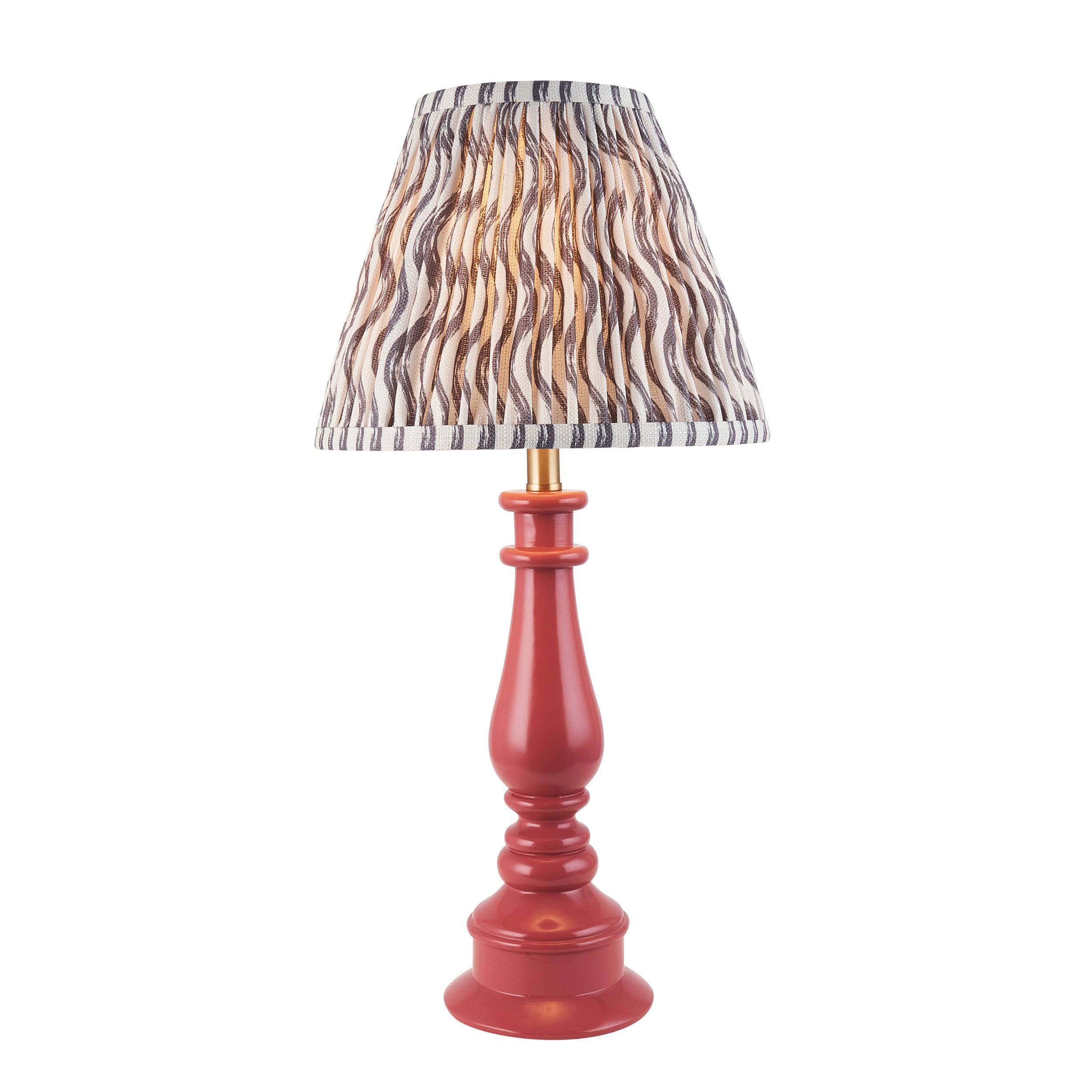 Myrtle Pink Table Lamp & Ripple 25cm Pearl Grey Shade