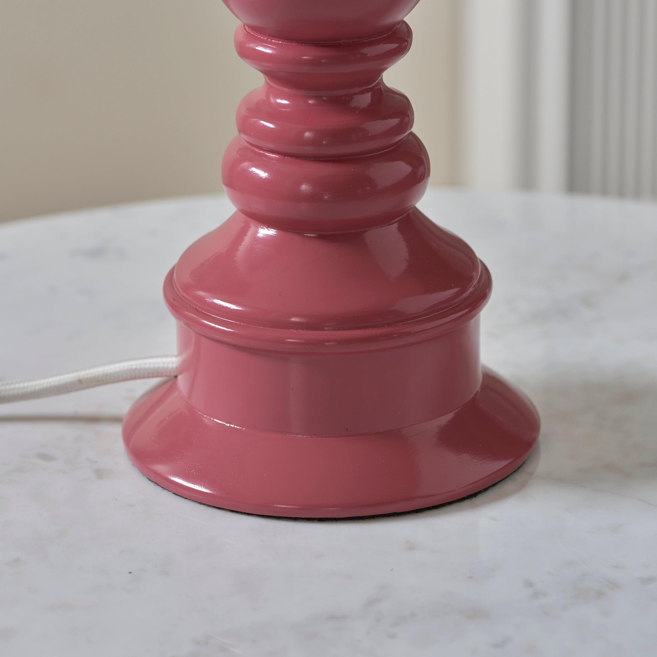 Myrtle Pink Table Lamp & Ripple 25cm Pearl Grey Shade