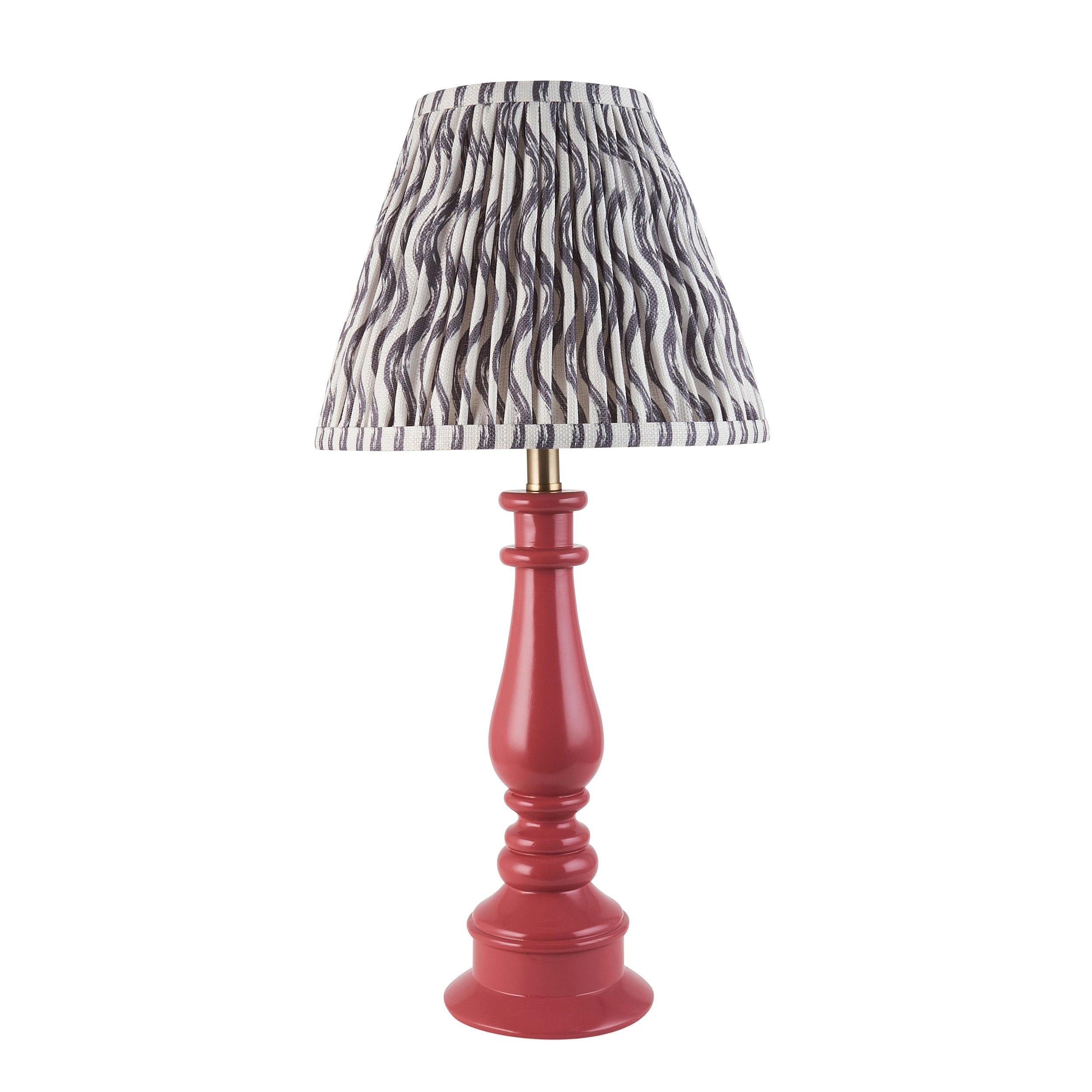 Myrtle Pink Table Lamp & Ripple 25cm Pearl Grey Shade