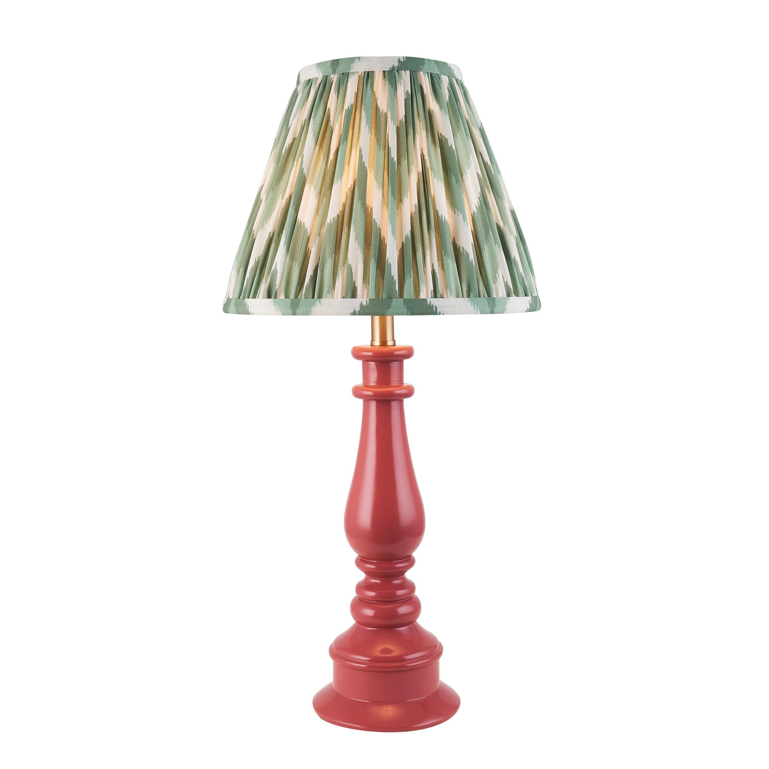 Myrtle Pink Table Lamp & Zigzag 25cm Cotswold Green Shade