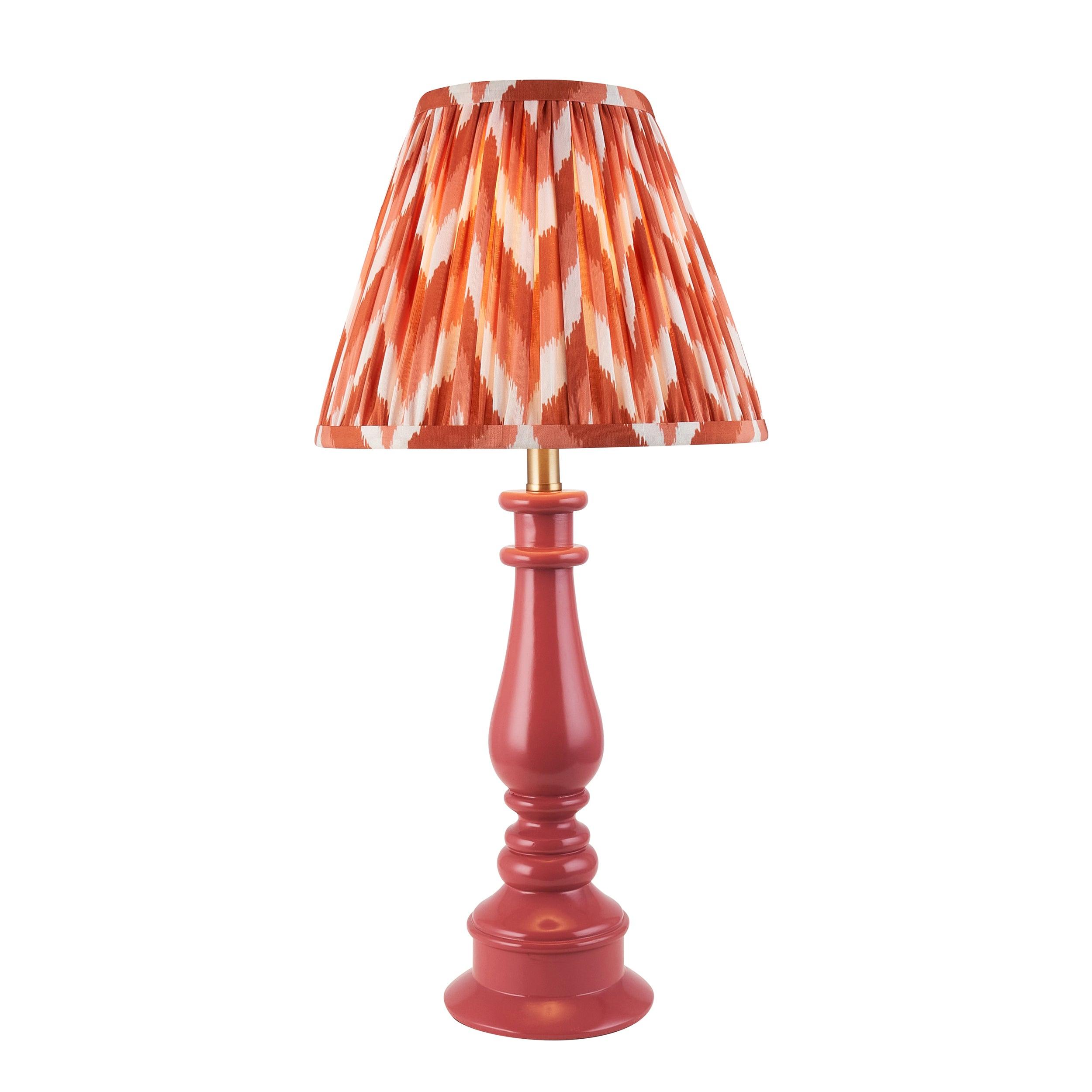 Myrtle Pink Table Lamp & Zigzag 25cm Apricot Orange Shade