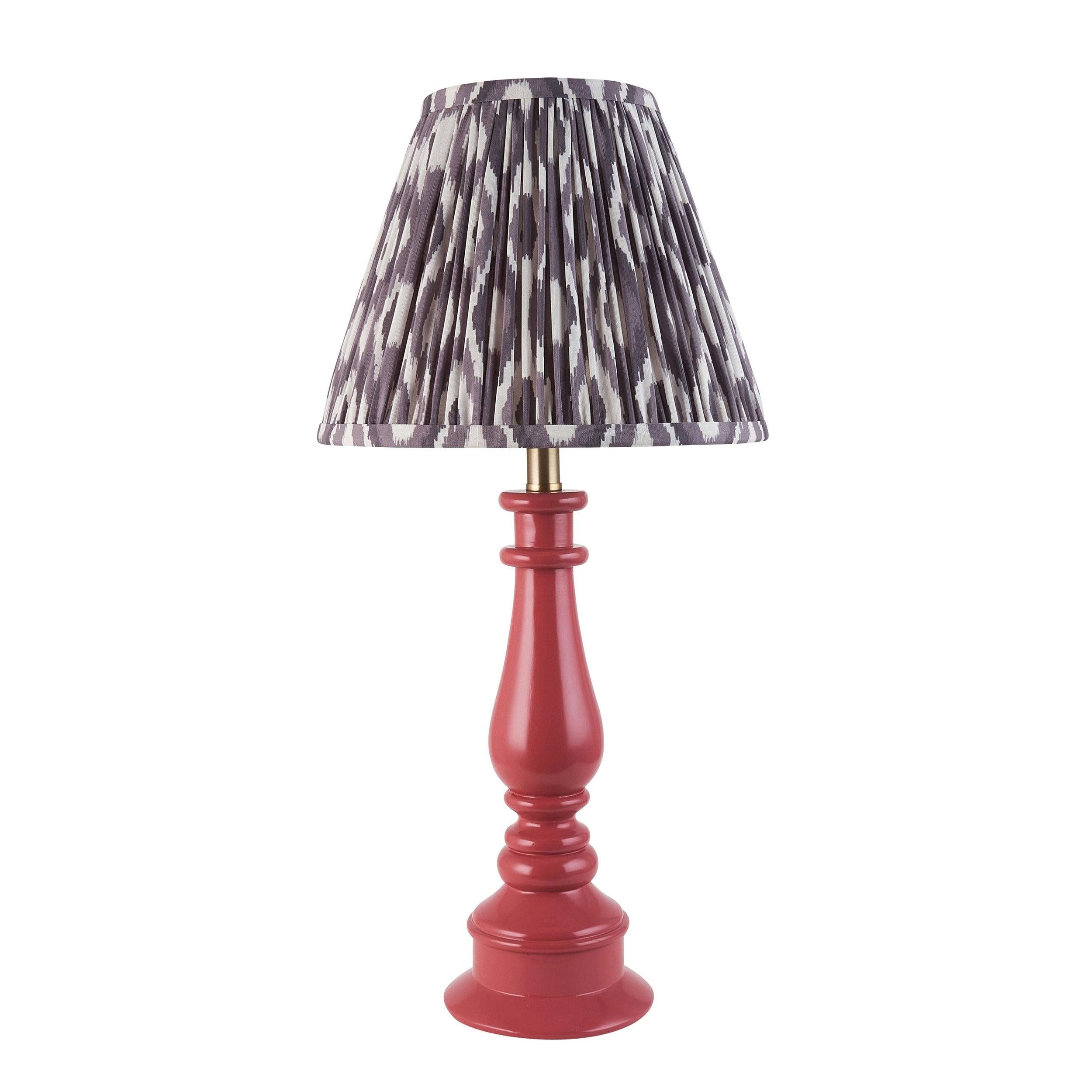 Myrtle Pink Table Lamp & Ikat 25cm Pearl Grey Shade