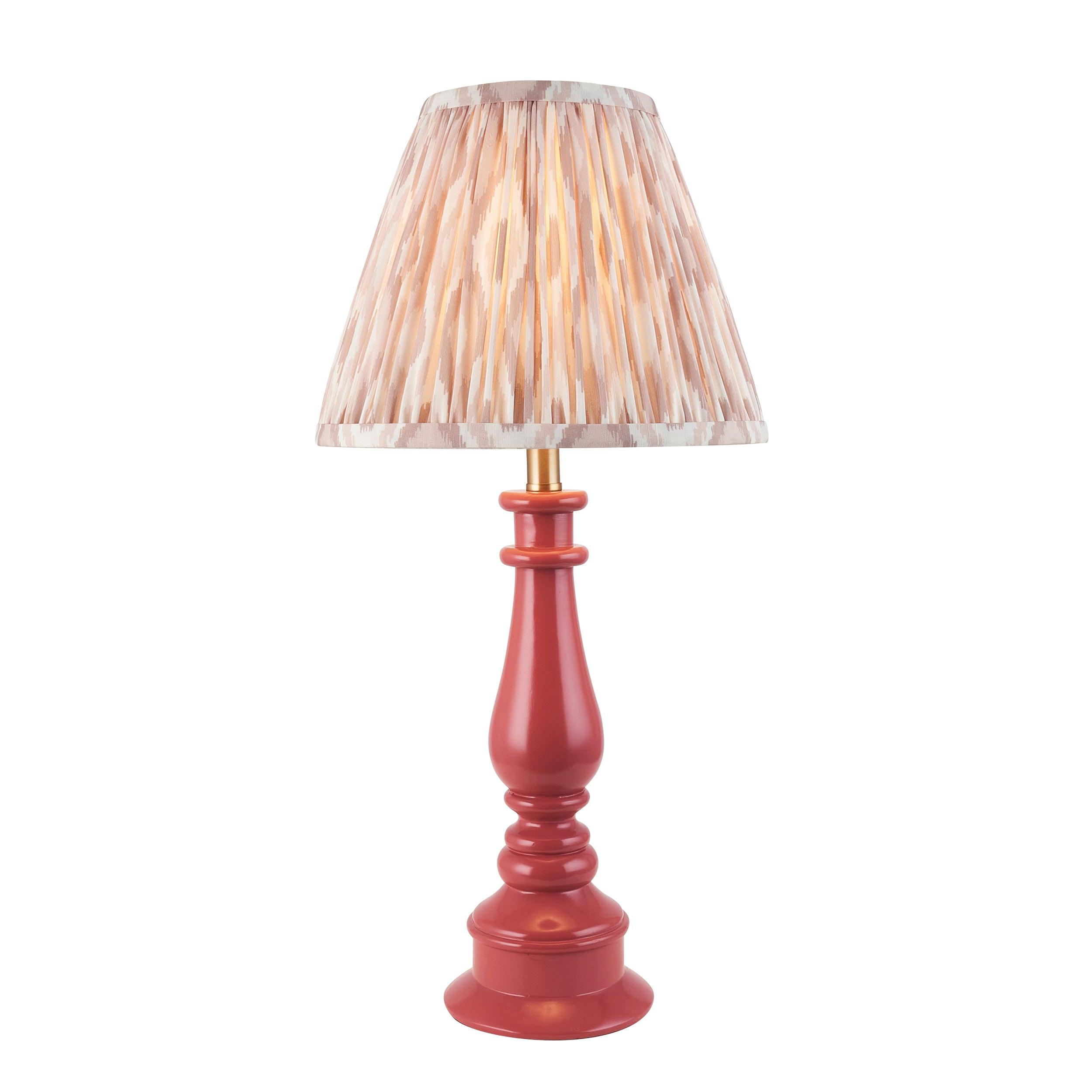 Myrtle Pink Table Lamp & Ikat 25cm Neutral Shade