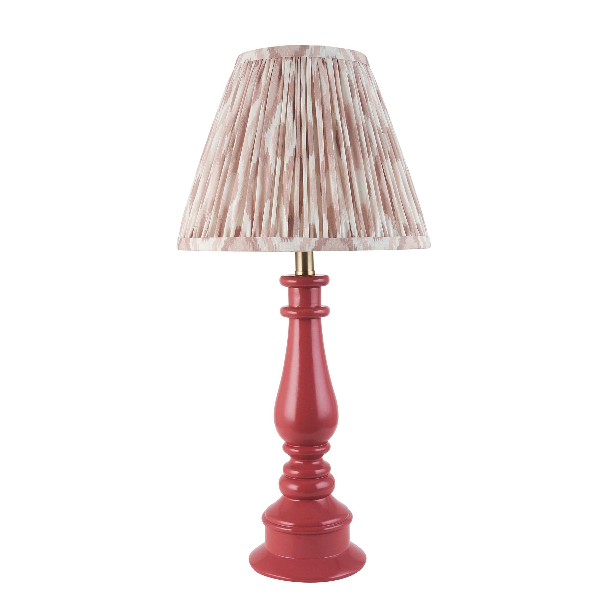 Myrtle Pink Table Lamp & Ikat 25cm Neutral Shade