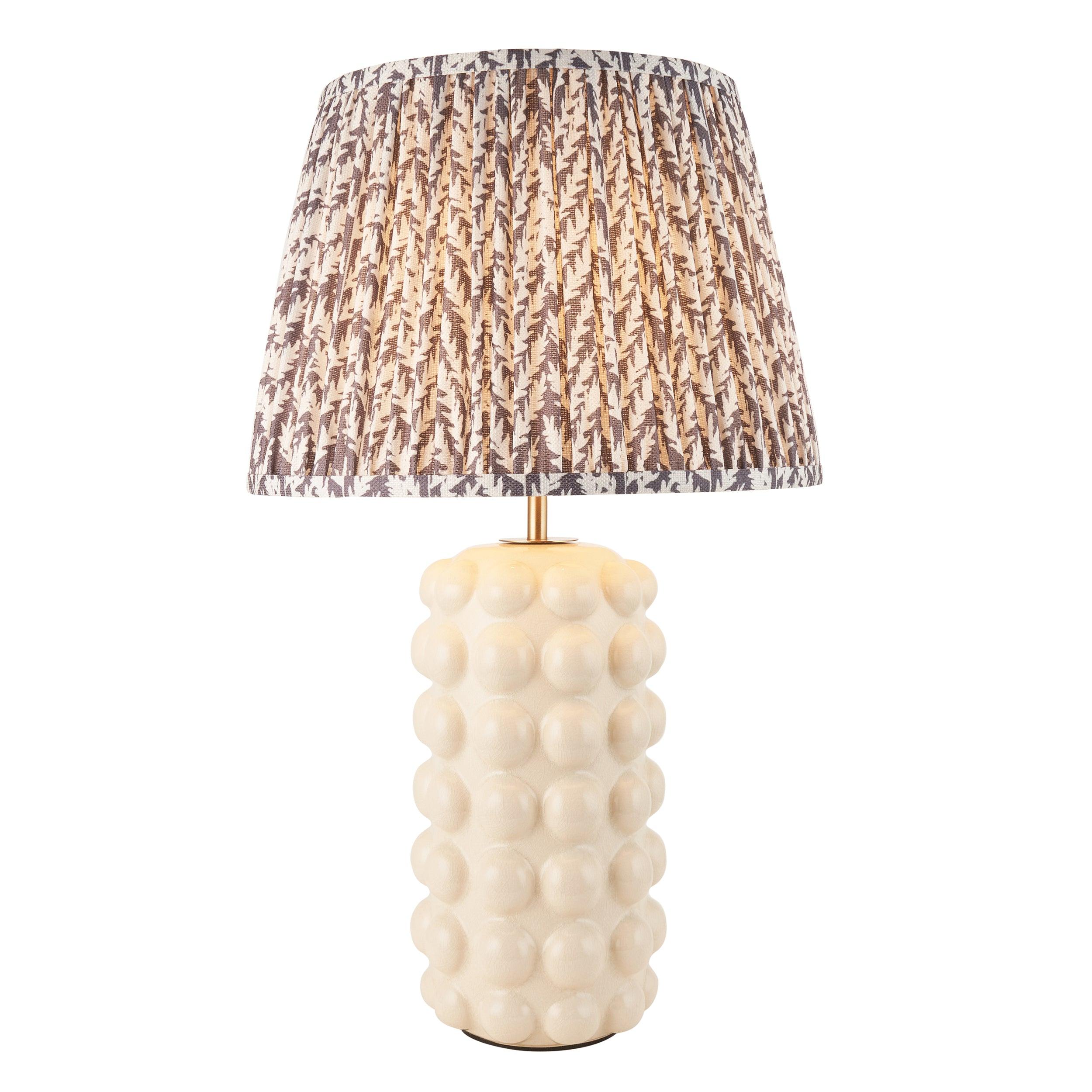 Bobble White Ceramic Table Lamp & Leaf 35cm Pearl Grey Shade