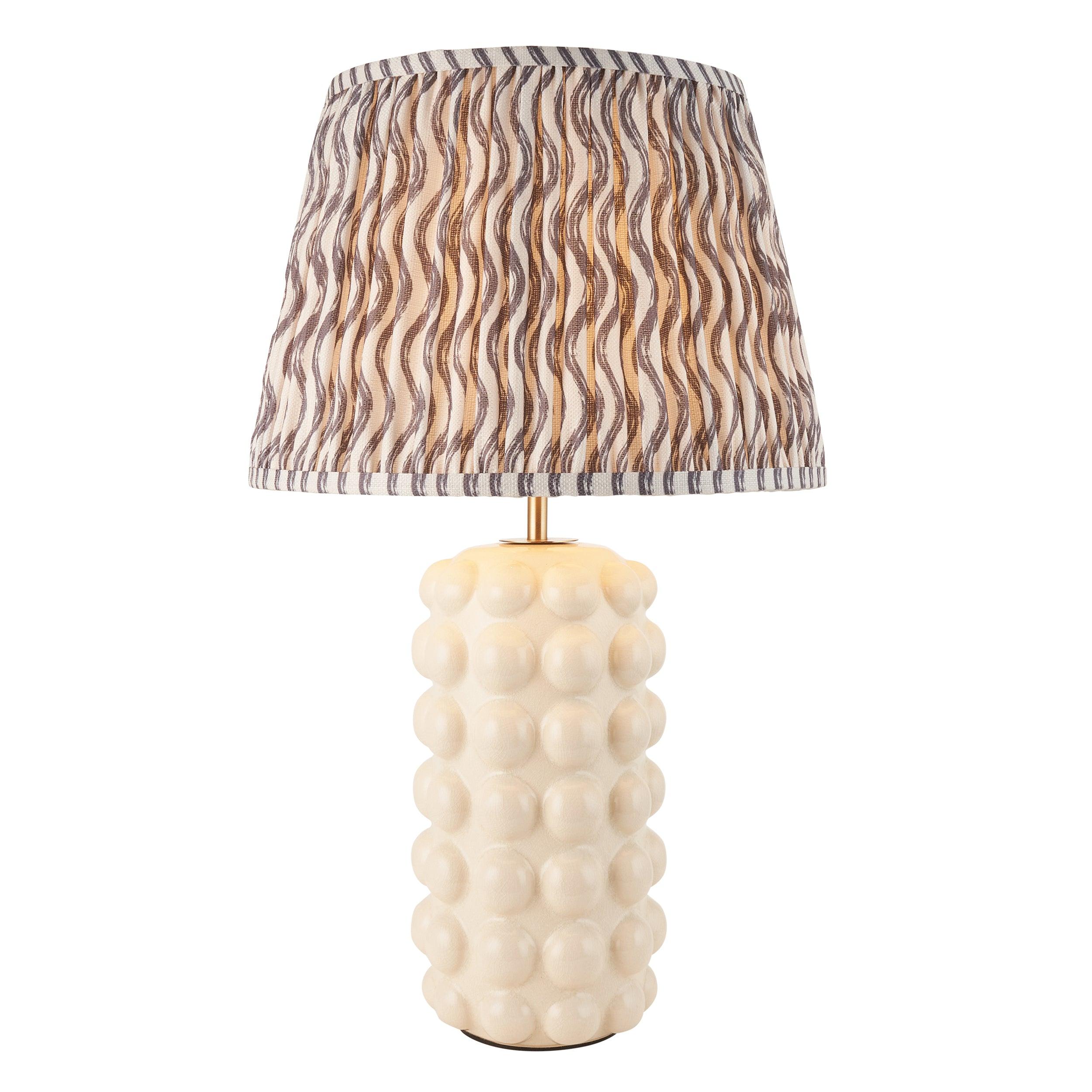 Bobble White Ceramic Table Lamp & Ripple 35cm Pearl Grey Shade