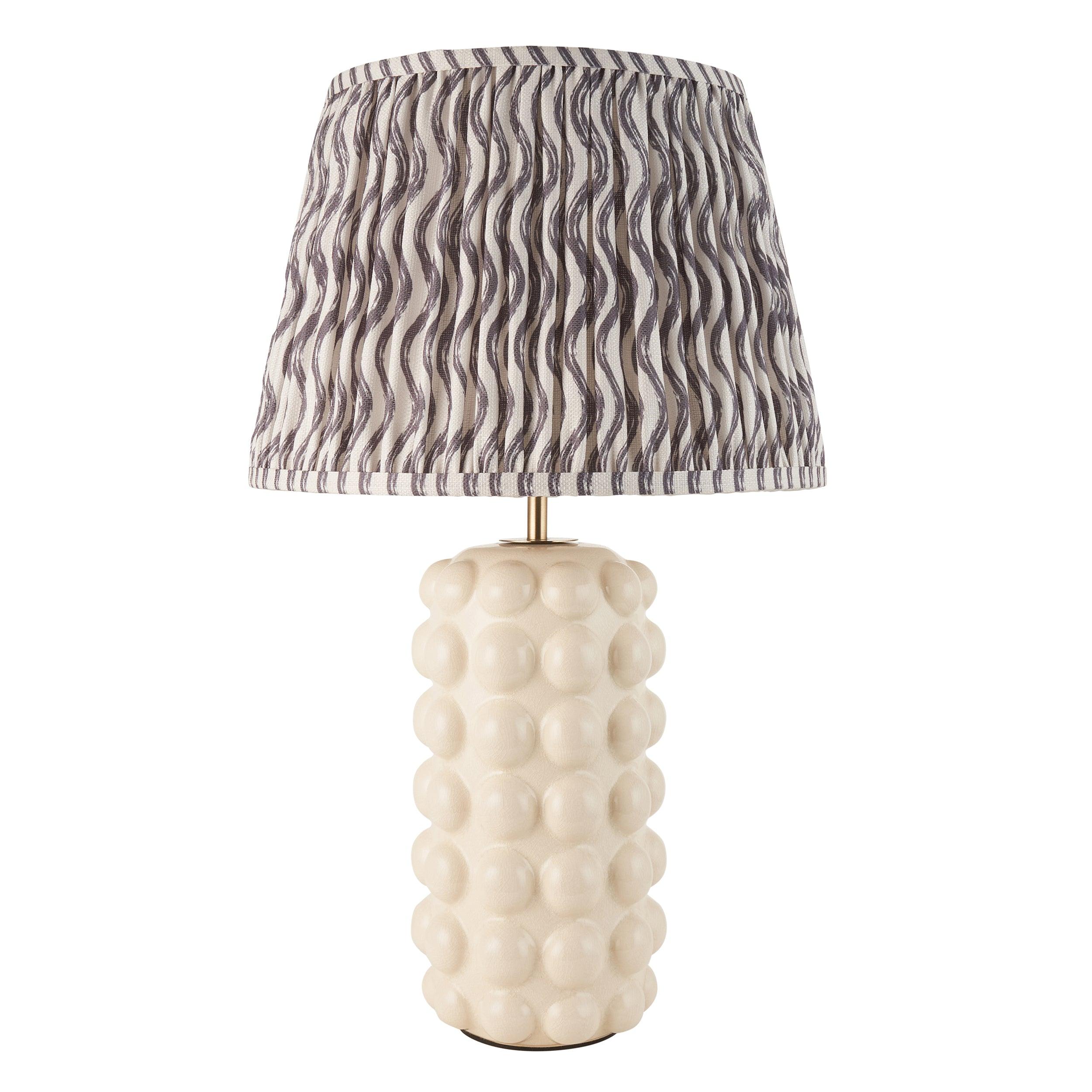 Bobble White Ceramic Table Lamp & Ripple 35cm Pearl Grey Shade