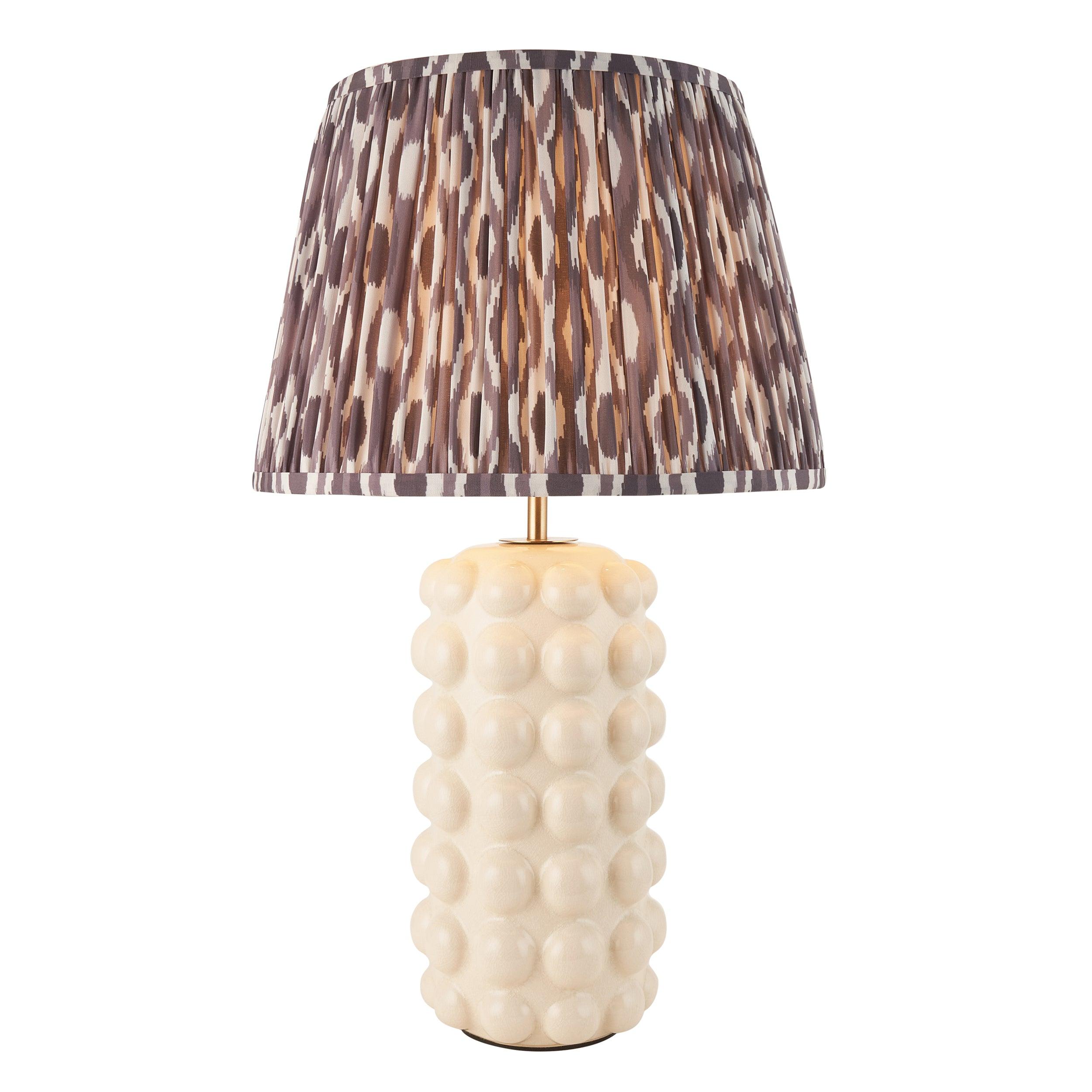 Bobble White Ceramic Table Lamp & Ikat 35cm Pearl Grey Shade