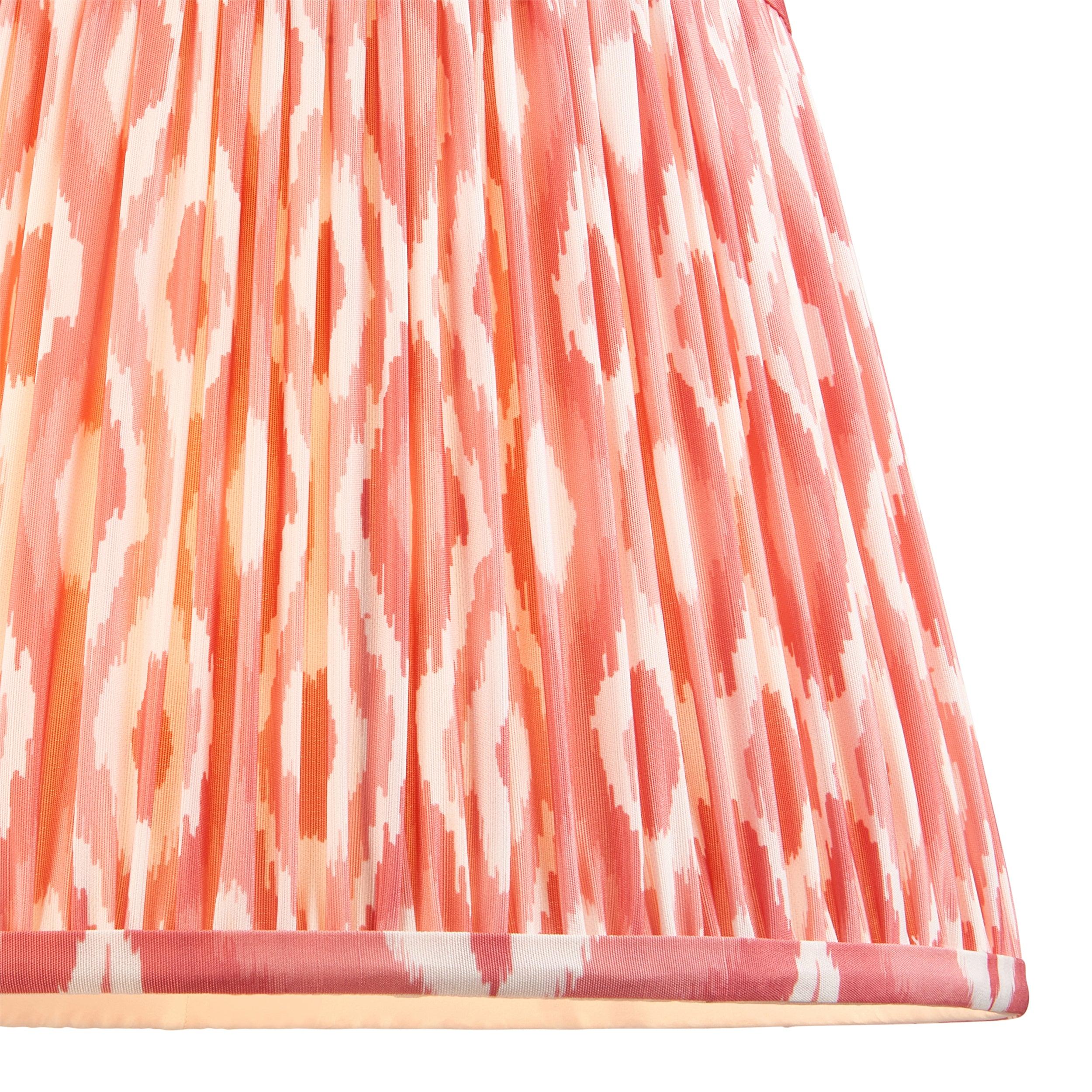 Borello Ivory Ceramic Table Lamp & Ikat 35cm Coral Pink Shade