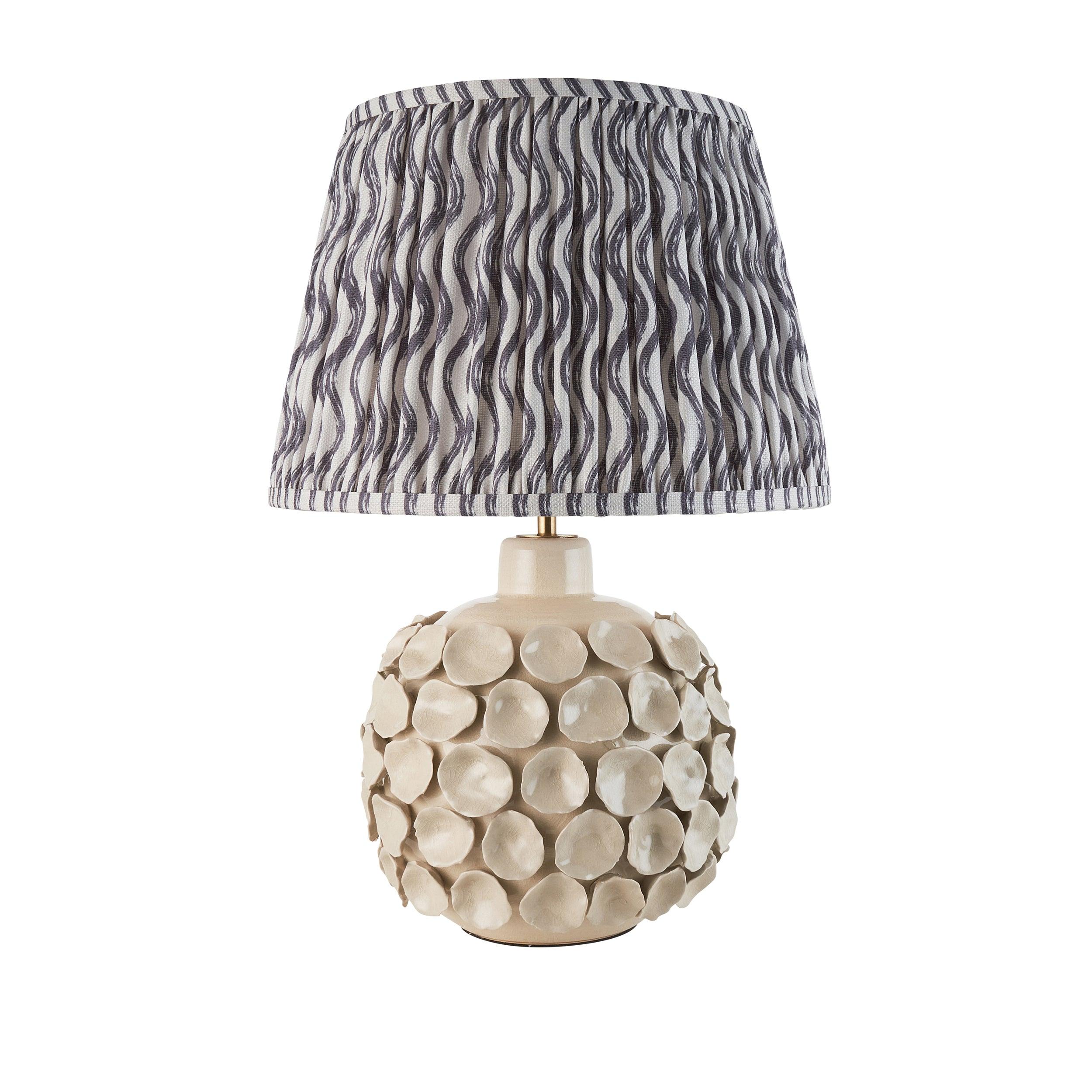 Borello Ivory Ceramic Table Lamp & Ripple 35cm Pearl Grey Shade