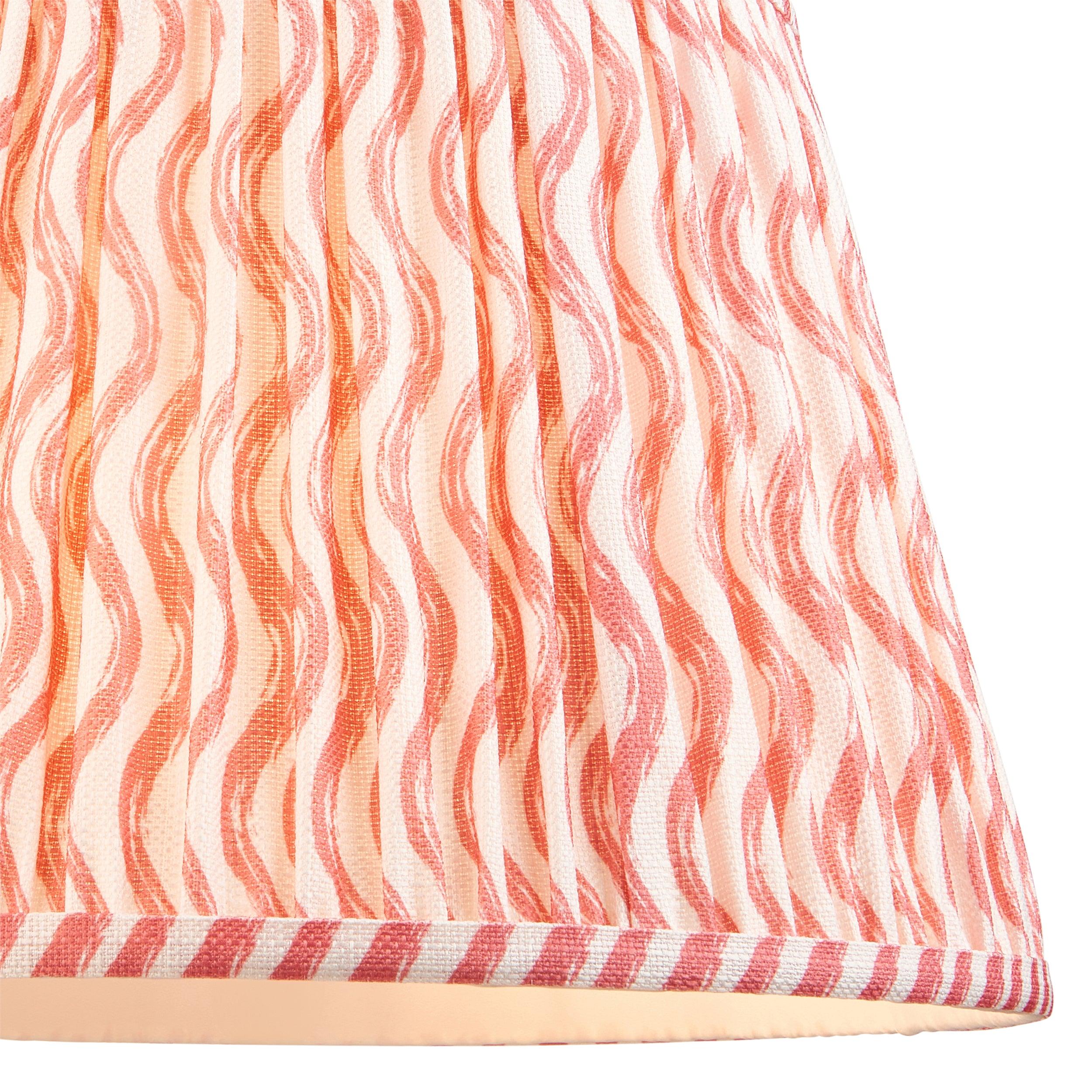 Borello Ivory Ceramic Table Lamp & Ripple 35cm Coral Pink Shade