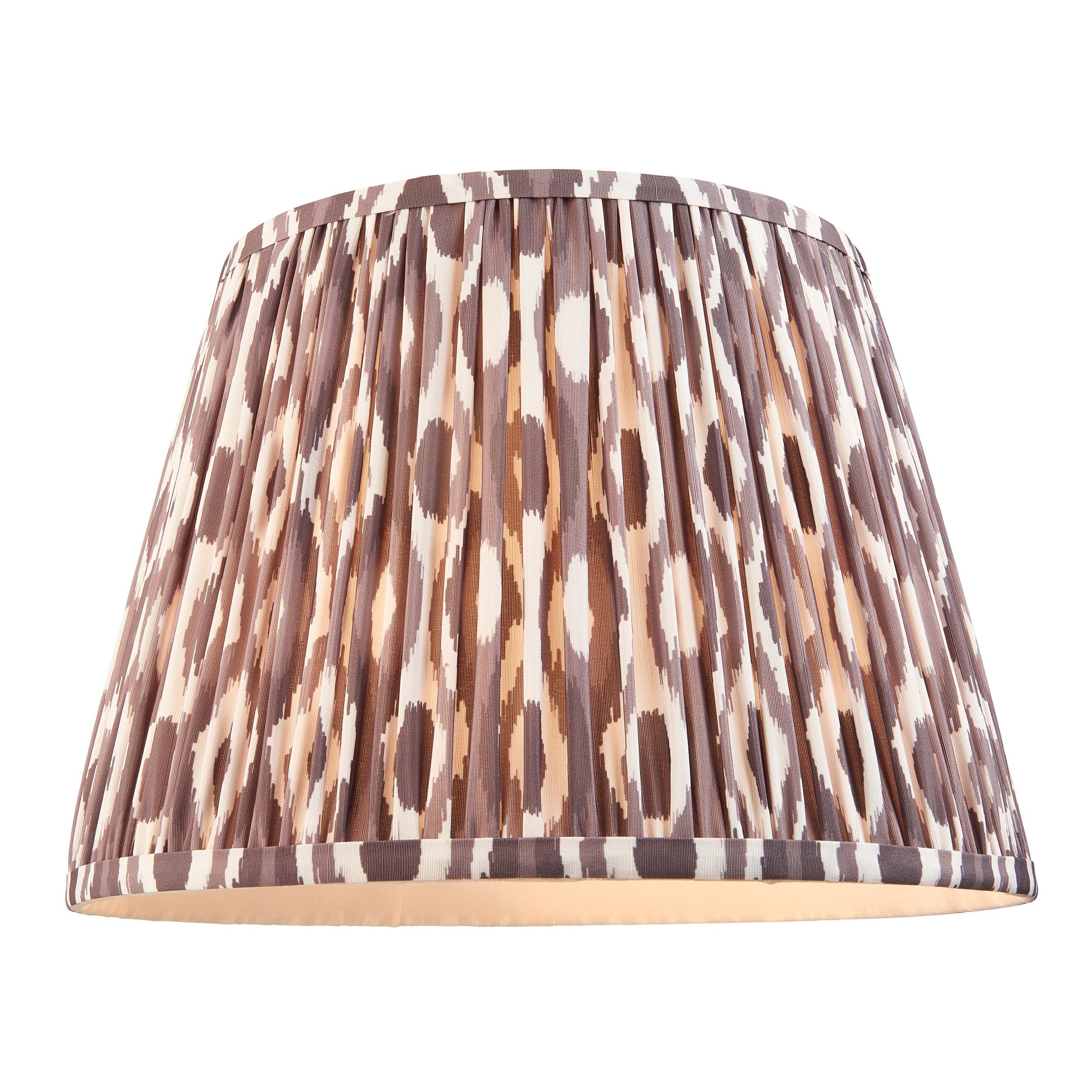 Borello Ivory Ceramic Table Lamp & Ikat 35cm Pearl Grey Shade