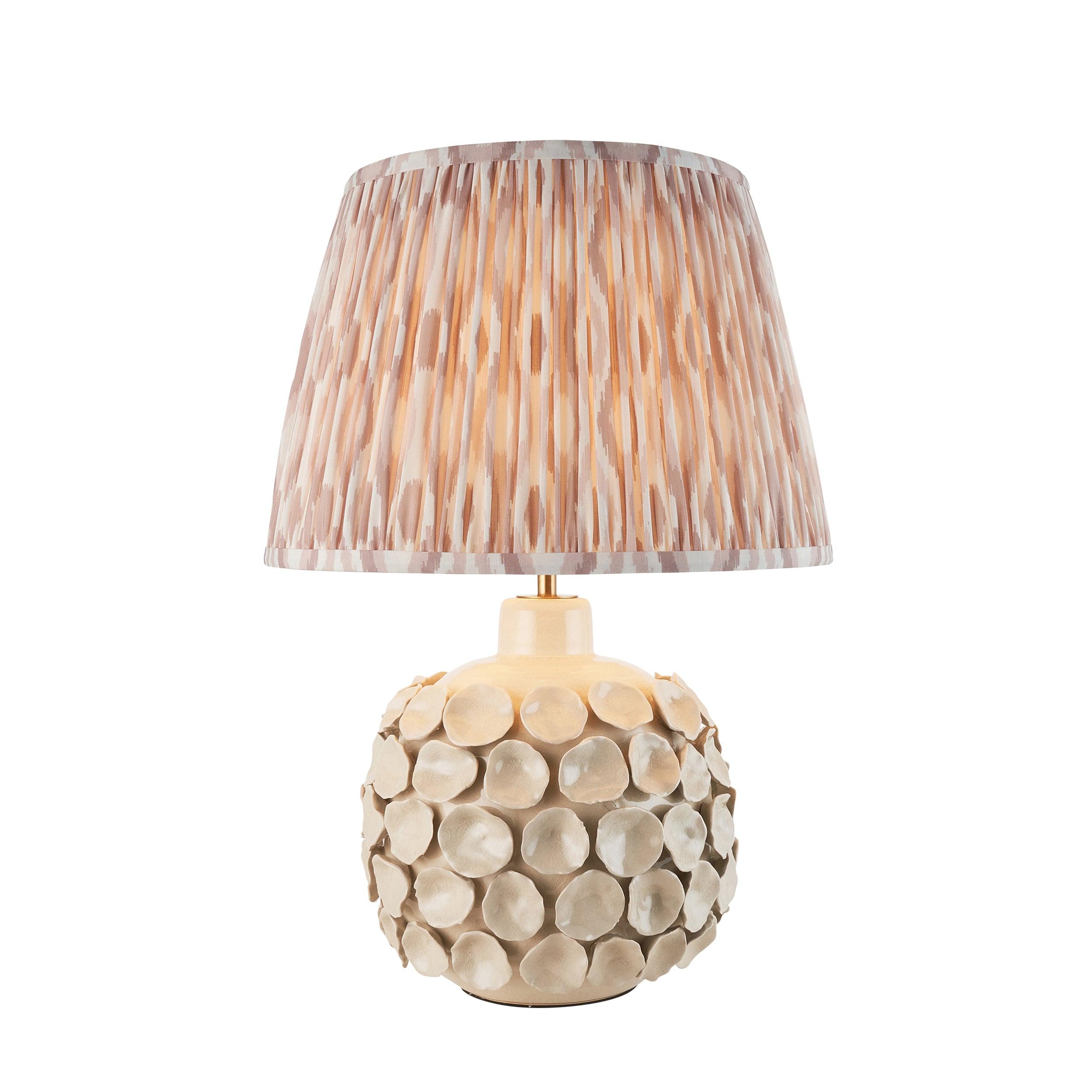 Borello Ivory Ceramic Table Lamp & Ikat 35cm Neutral Shade