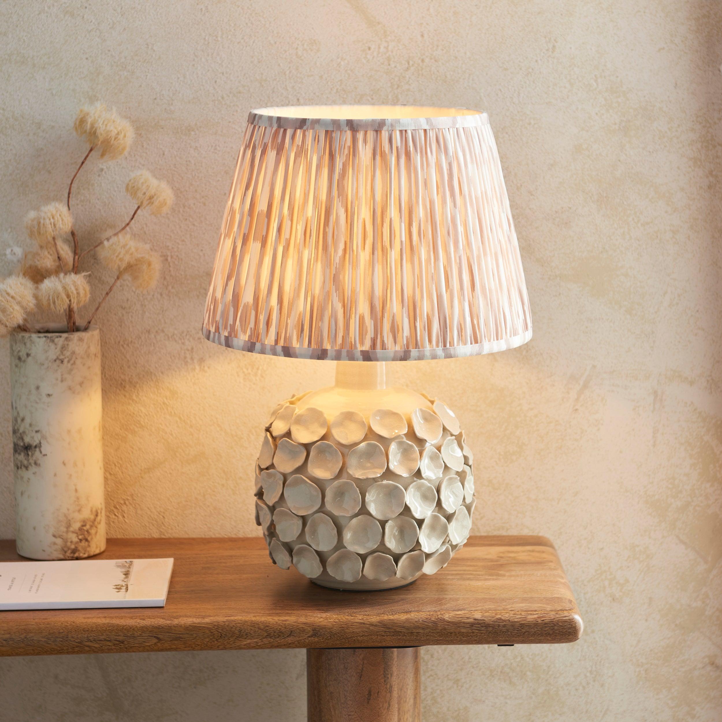 Borello Ivory Ceramic Table Lamp & Ikat 35cm Neutral Shade