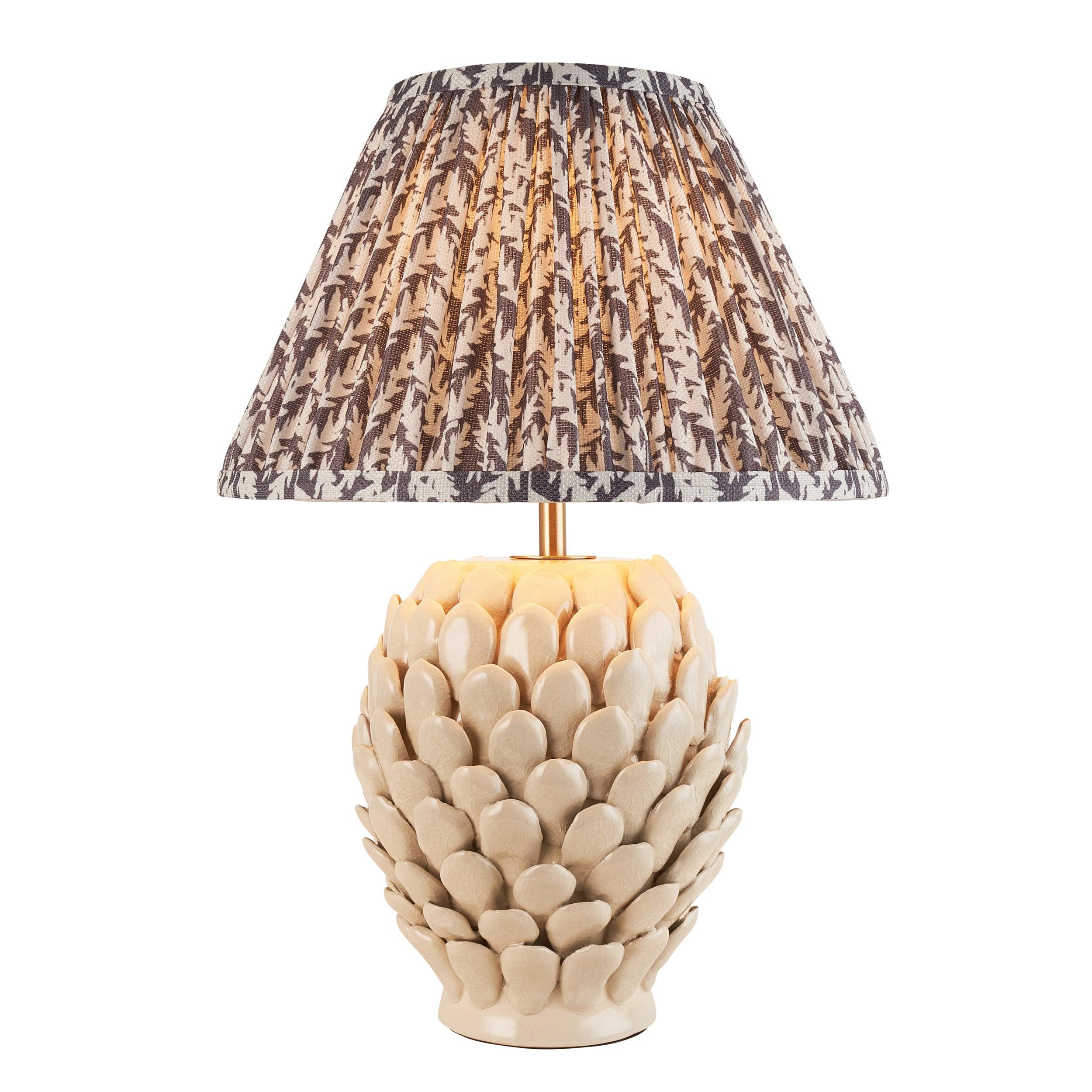 Layered Leaf Ceramic Table Lamp & Leaf 30cm Pearl Grey Shade