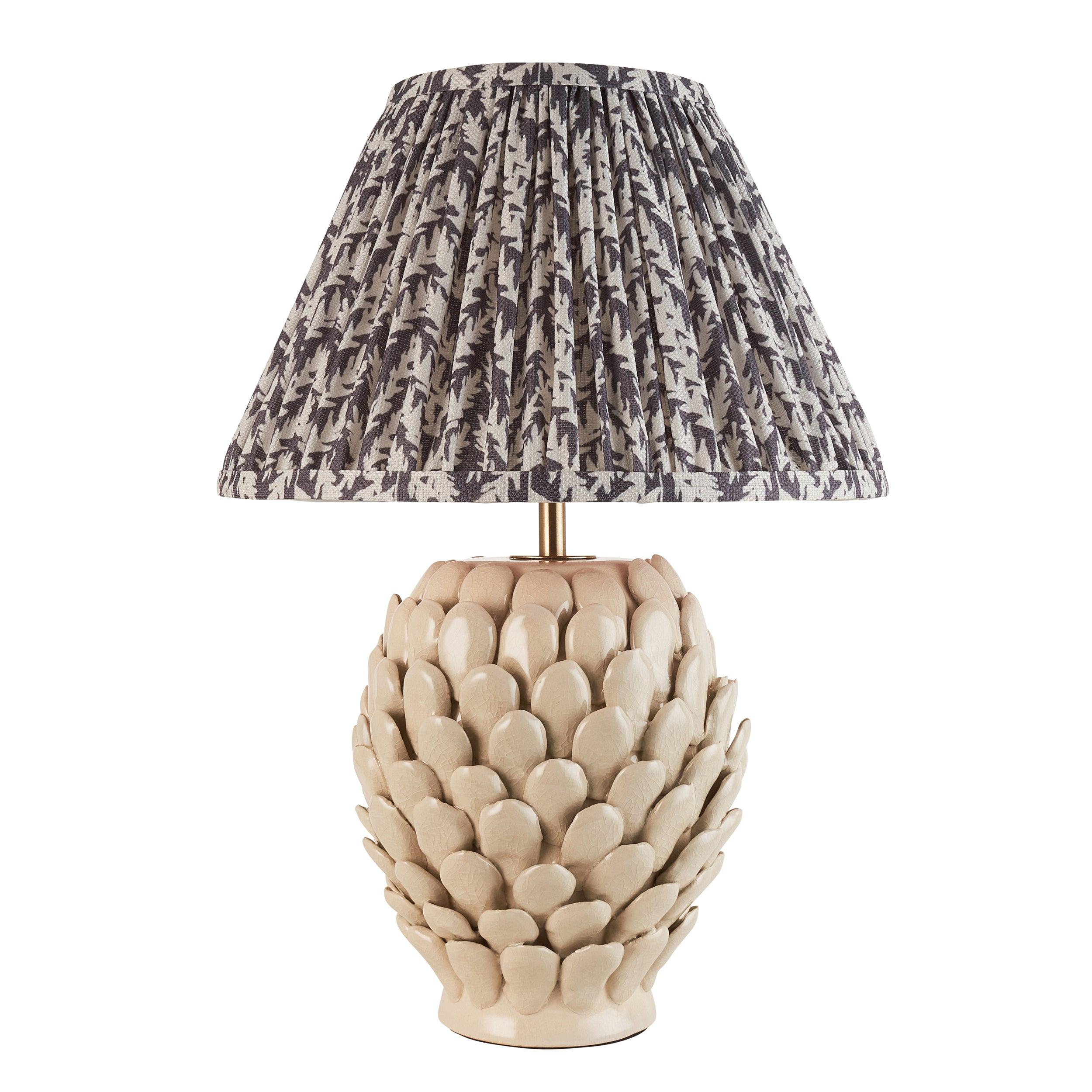 Layered Leaf Ceramic Table Lamp & Leaf 30cm Pearl Grey Shade