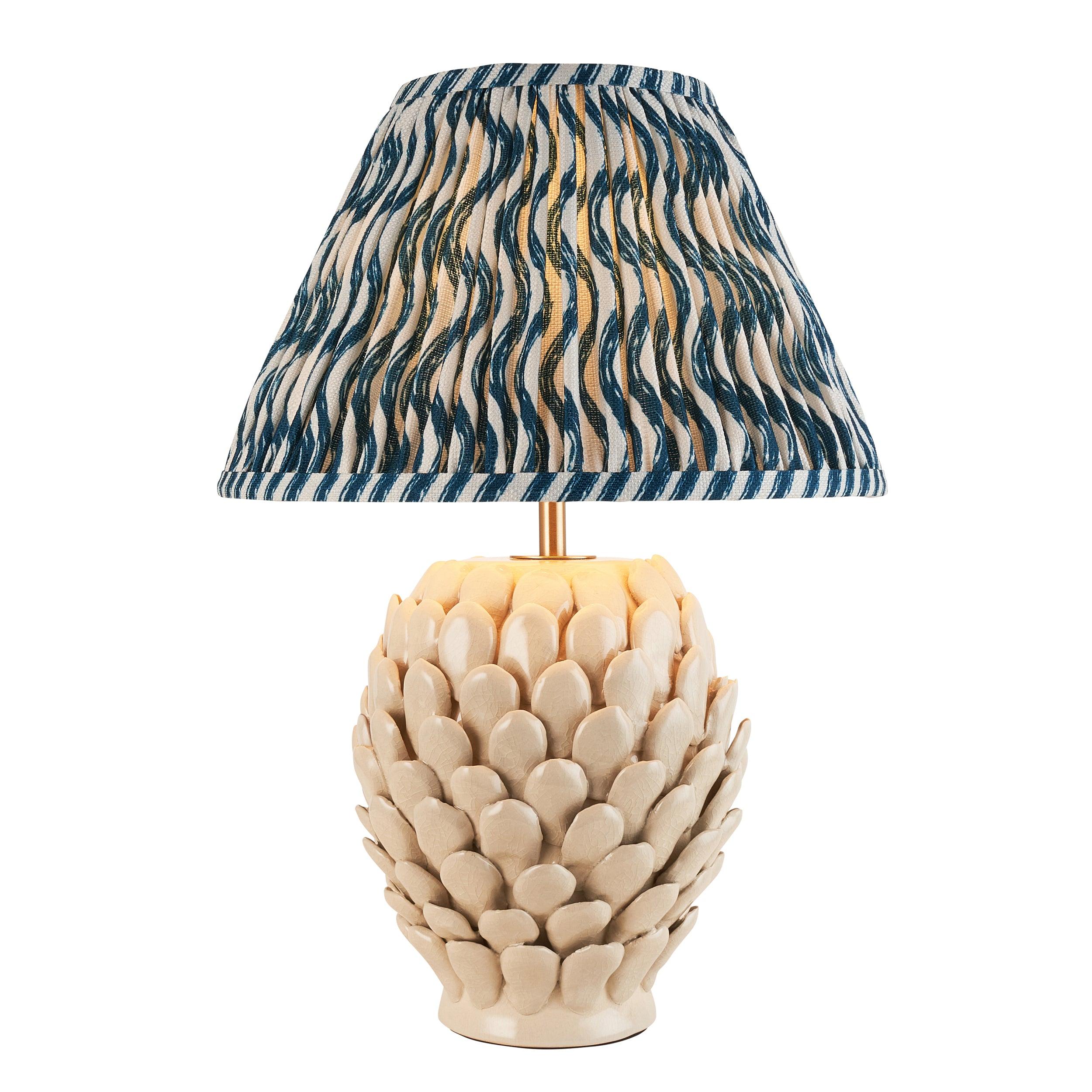 Layered Leaf Ceramic Table Lamp & Ripple 30cm Marlin Blue Shade