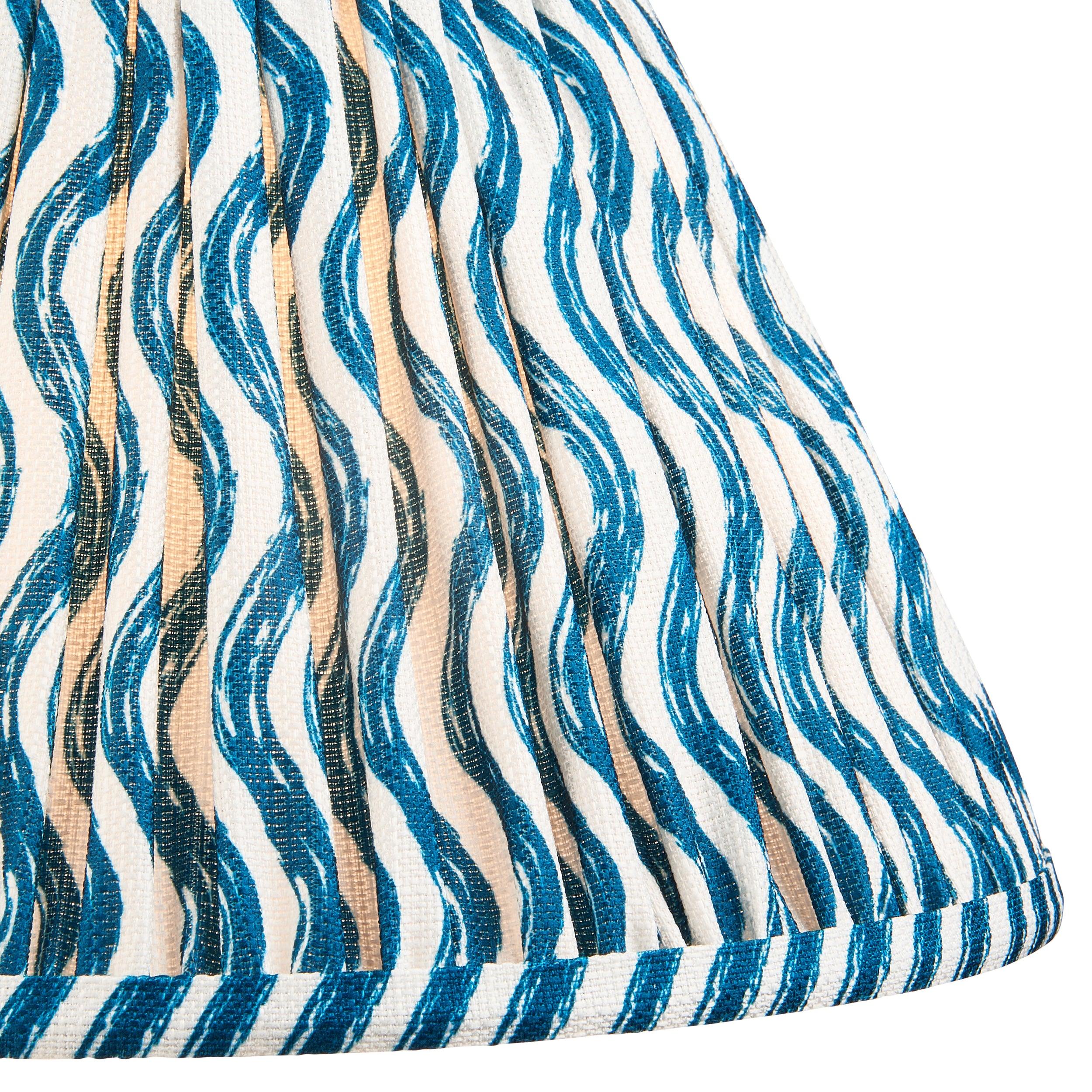 Layered Leaf Ceramic Table Lamp & Ripple 30cm Marlin Blue Shade