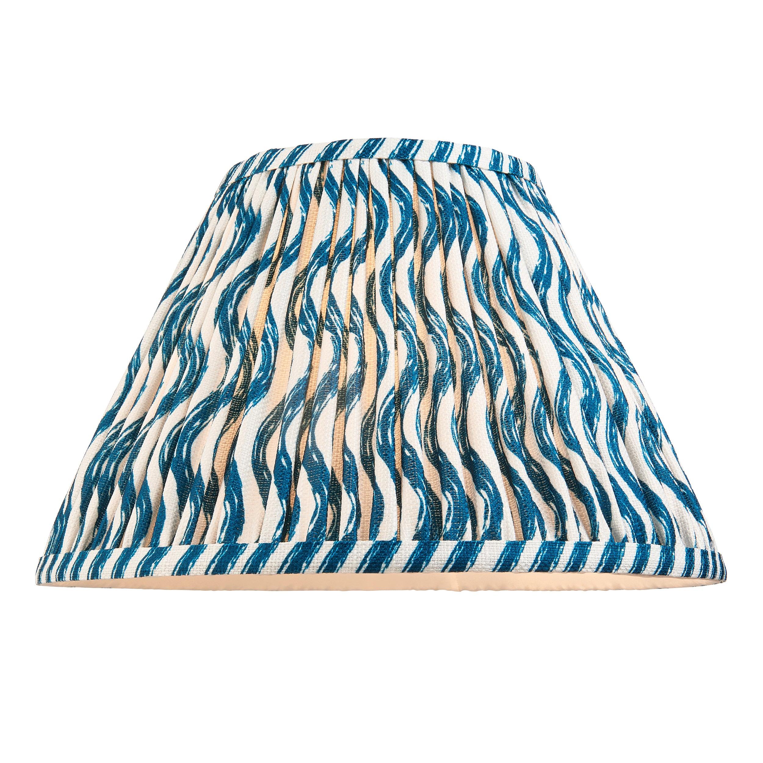 Layered Leaf Ceramic Table Lamp & Ripple 30cm Marlin Blue Shade