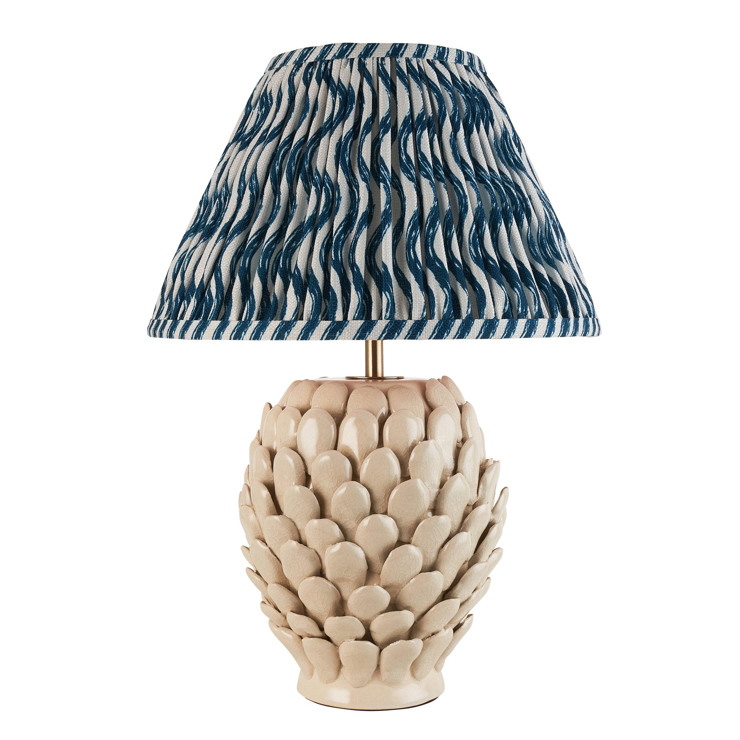 Layered Leaf Ceramic Table Lamp & Ripple 30cm Marlin Blue Shade
