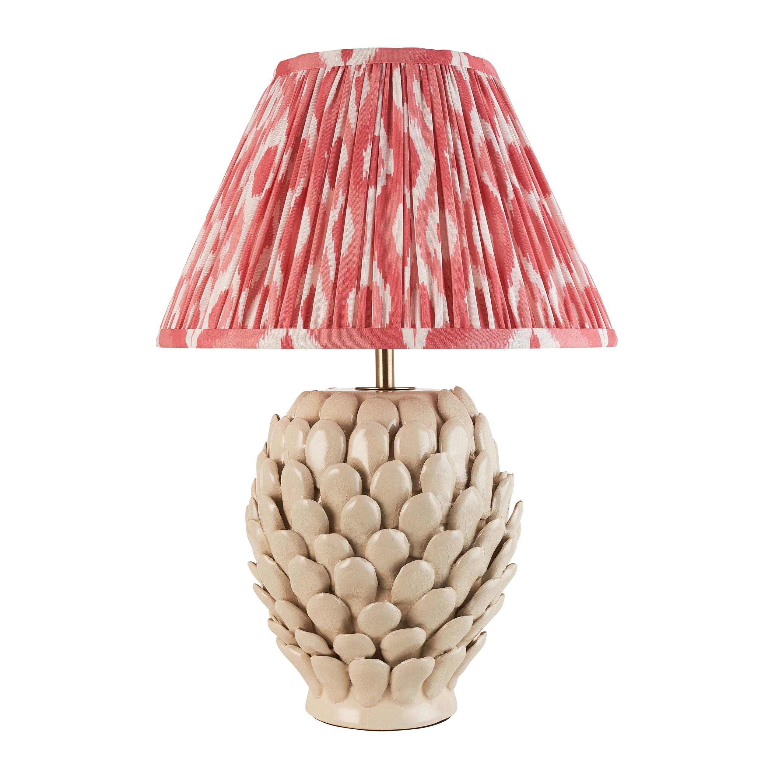 Layered Leaf Ceramic Table Lamp & Ikat 30cm Coral Pink Shade