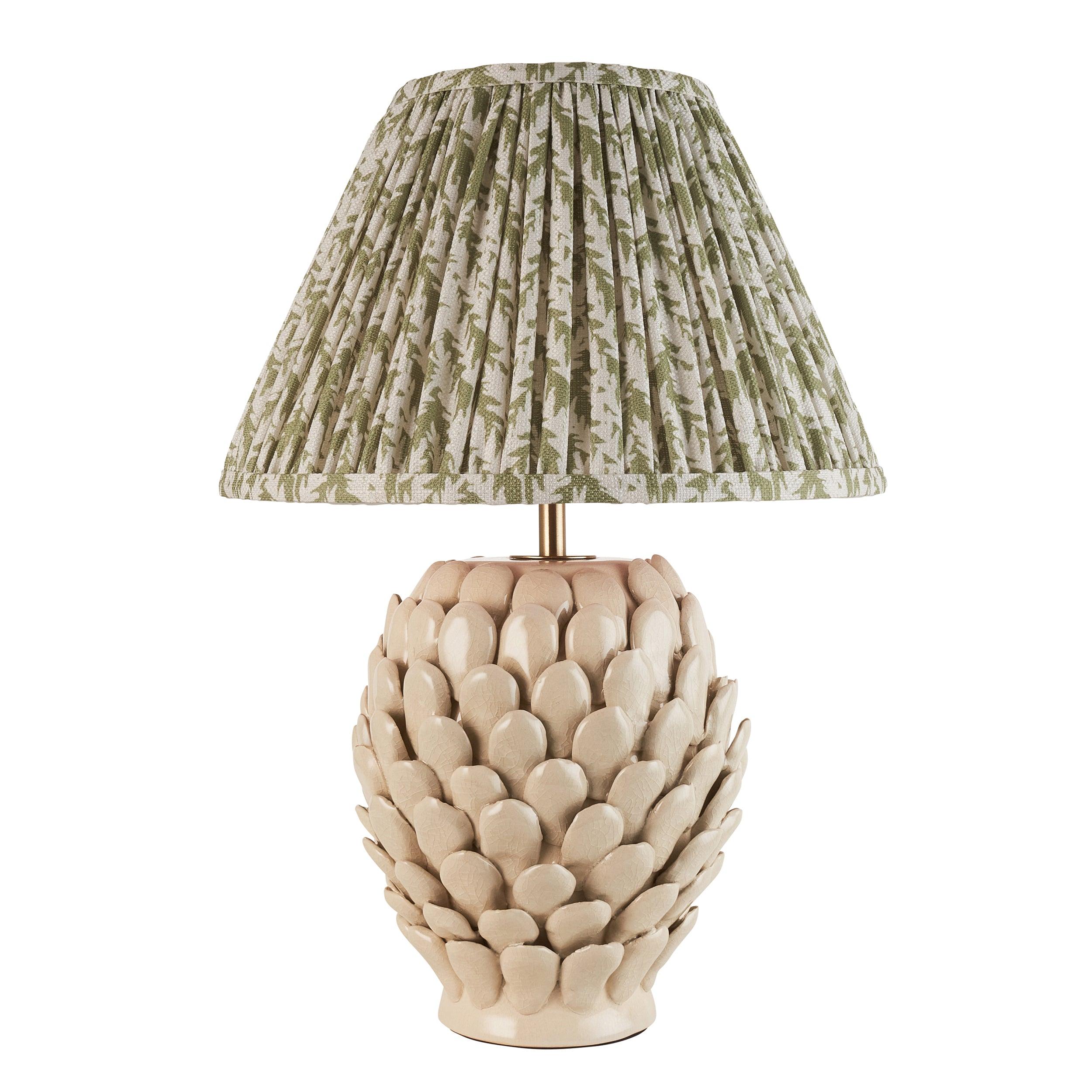 Layered Leaf Ceramic Table Lamp & Leaf 30cm Herb Garden Green Shade