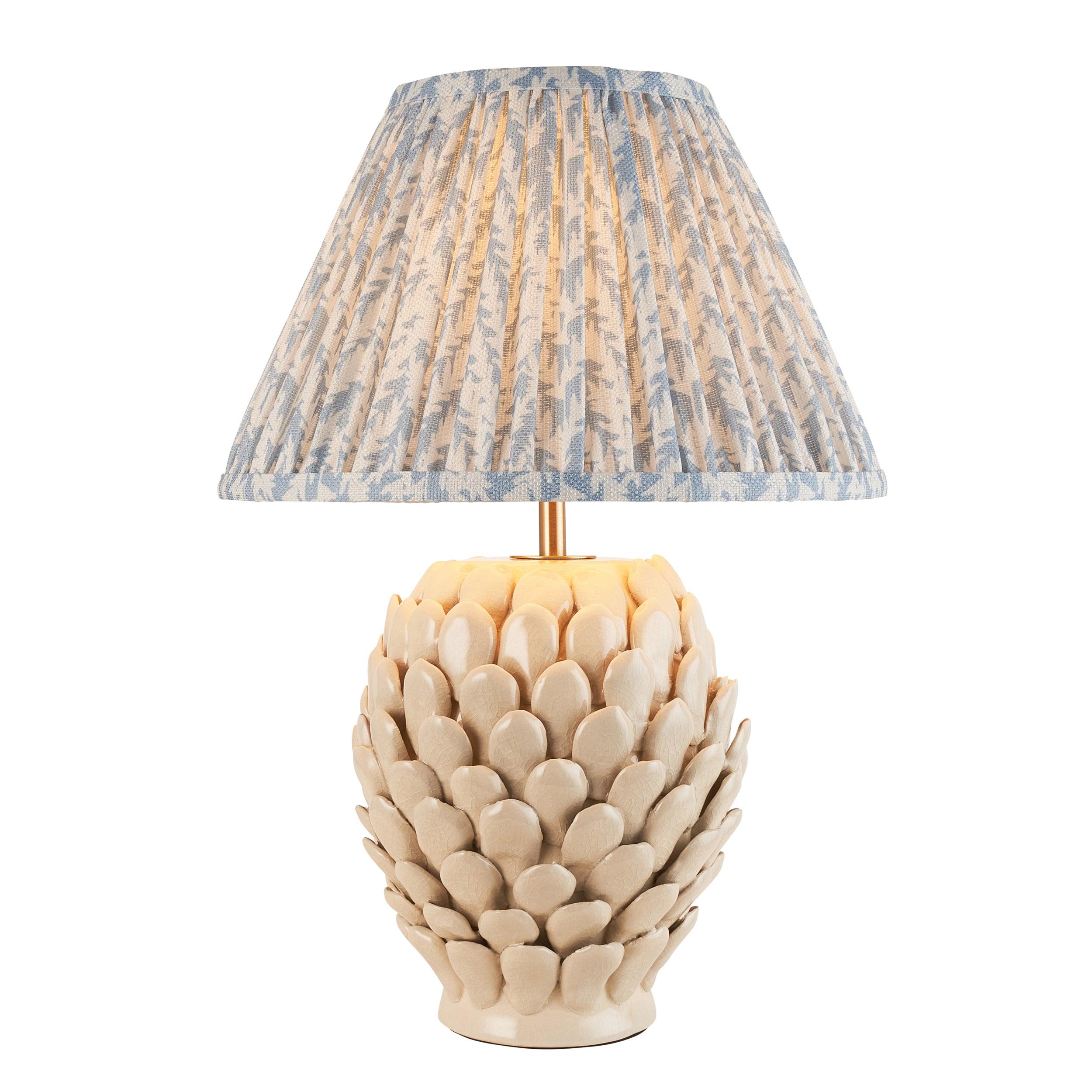Layered Leaf Ceramic Table Lamp & Leaf 30cm Shell Bay Blue Shade