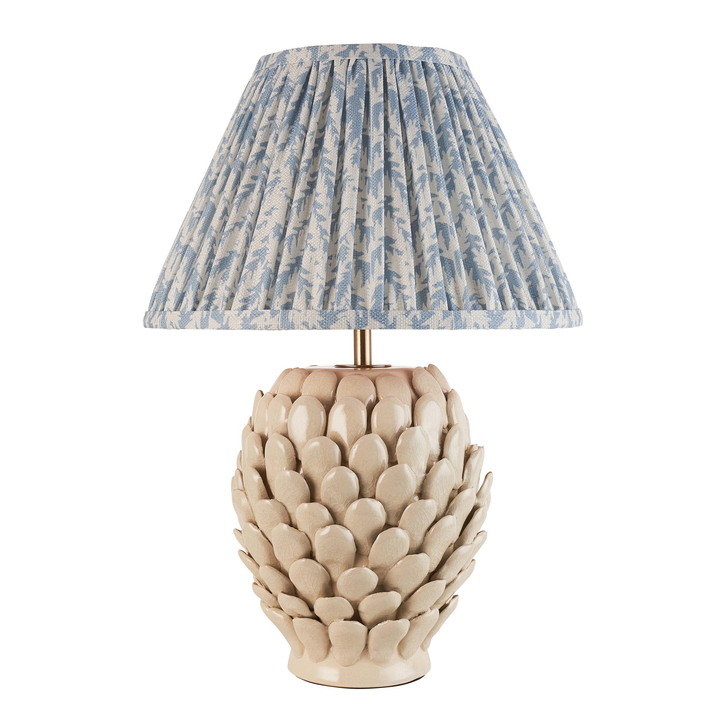Layered Leaf Ceramic Table Lamp & Leaf 30cm Shell Bay Blue Shade