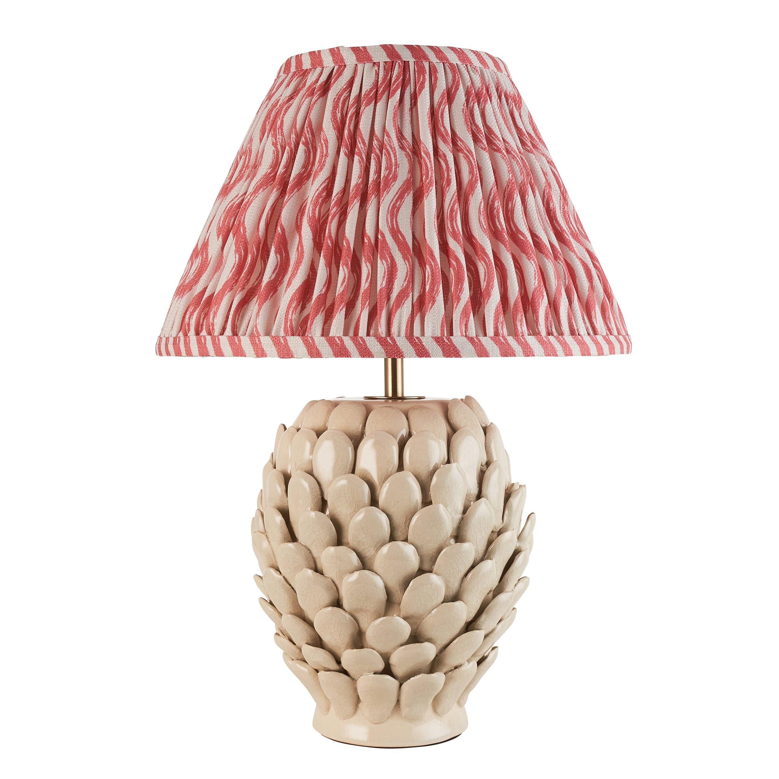 Layered Leaf Ceramic Table Lamp & Ripple 30cm Coral Pink Shade