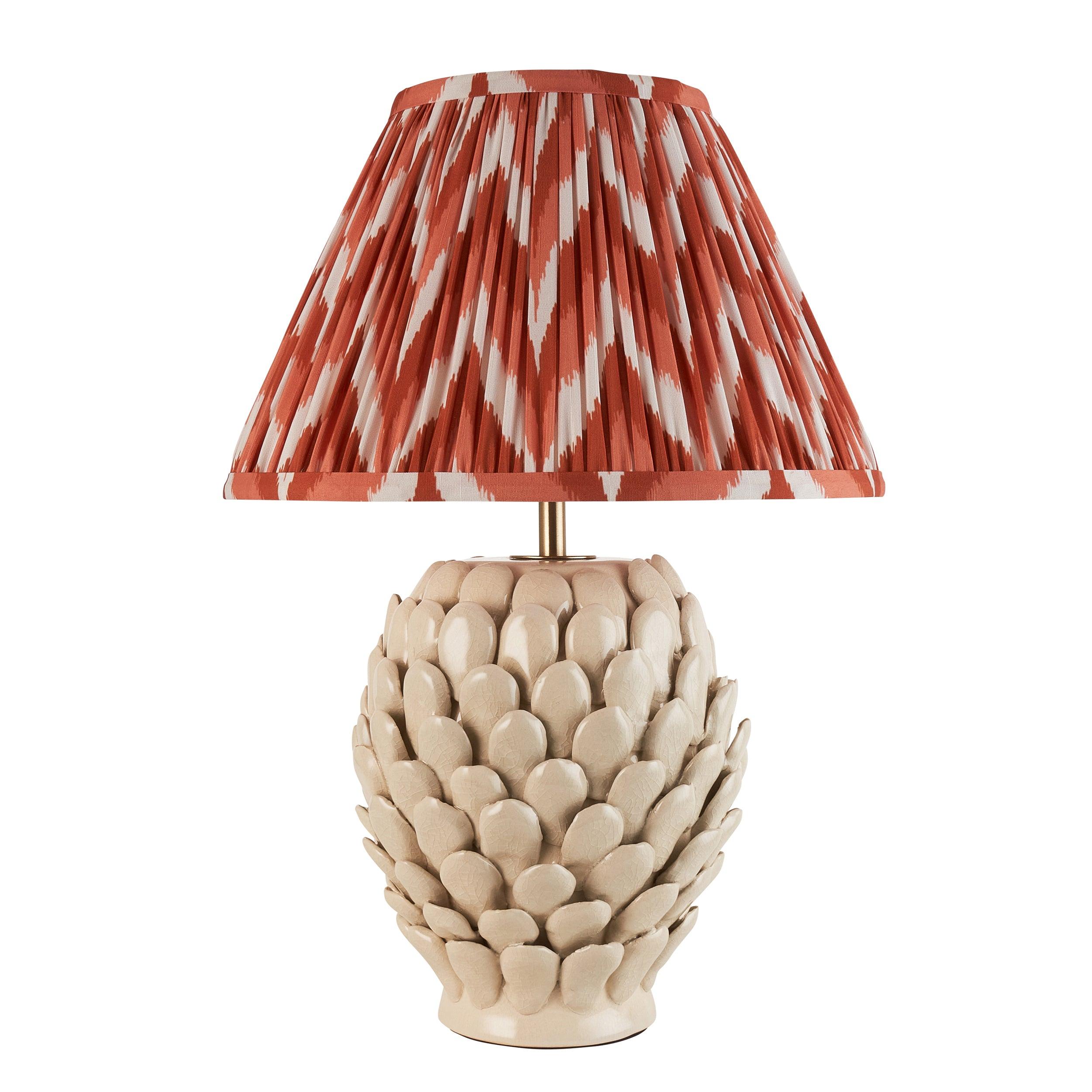 Layered Leaf Ceramic Table Lamp & Zigzag 30cm Apricot Orange Shade