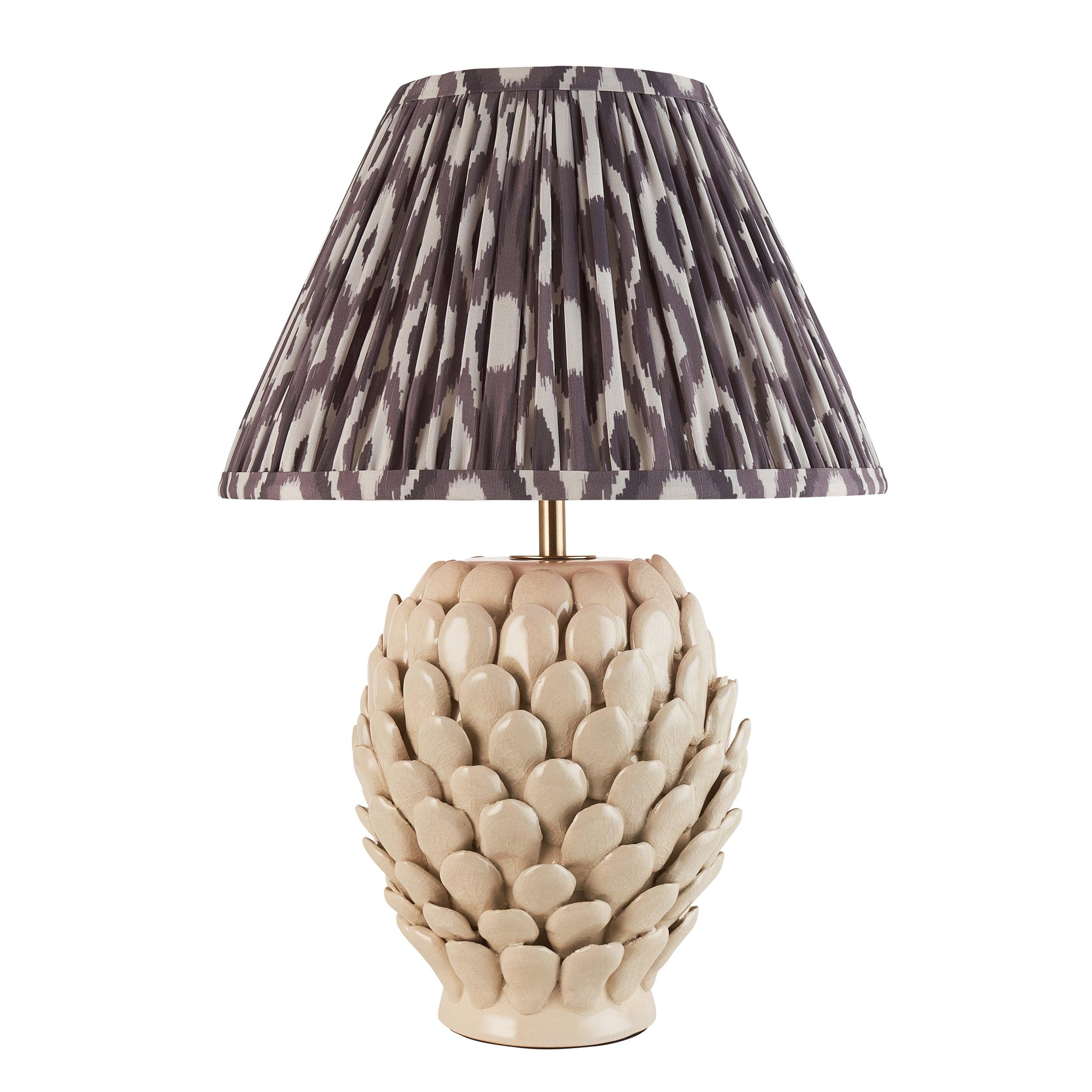Layered Leaf Ceramic Table Lamp & Ikat 30cm Pearl Grey Shade